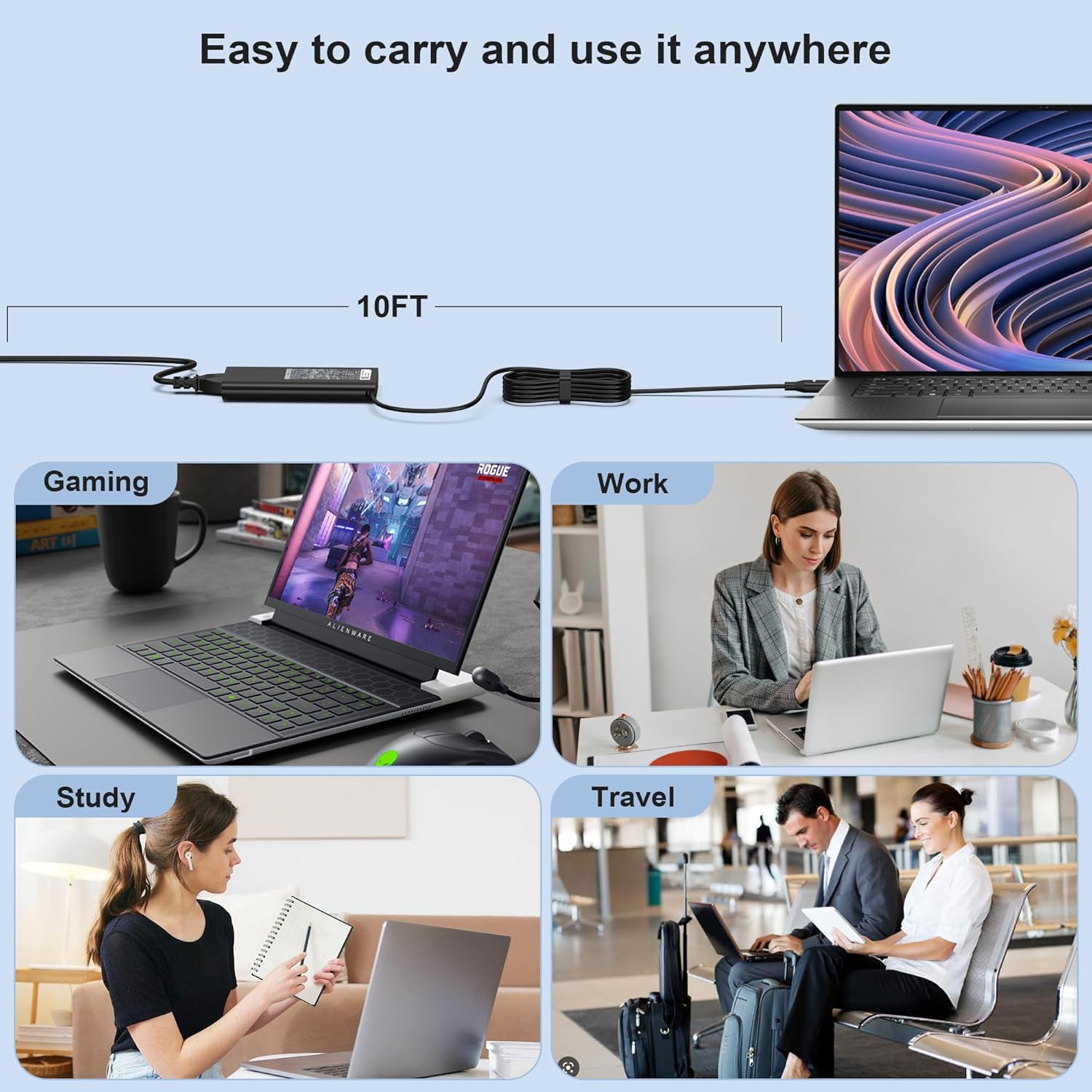 New 130W 4.5mm AC Adapter Laptop Charger Replacement for Dell XPS 15 9570 7590 9560 9550 Precision 5520 5540 5510 5530 M3800 M2800 HA130PM130 DA130PM130 0V363H 06TTY6 0RN7NW Power Supply Cord image 6 of 7 B0C1JXDR1B