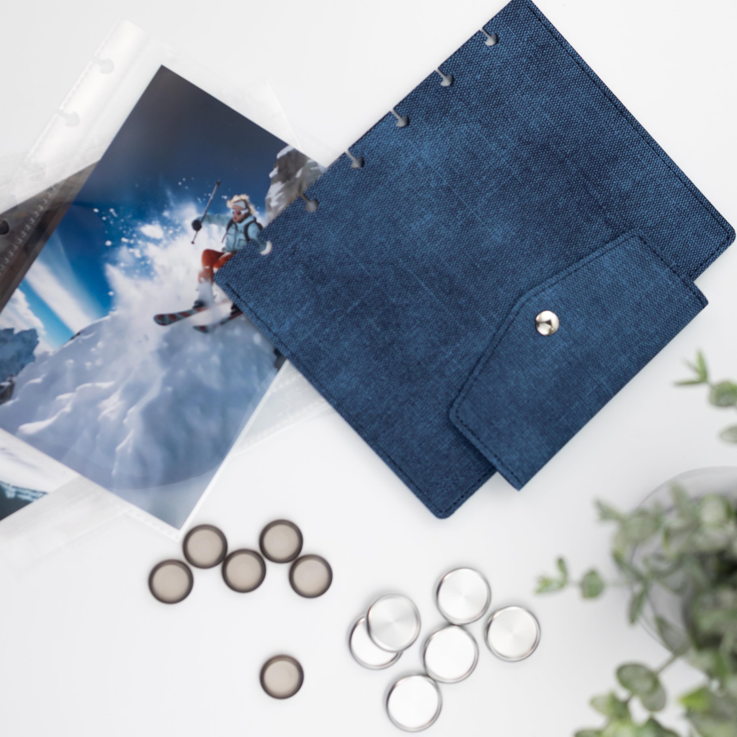 Konfigurowalny album fotograficzny Discbound, pasuje do fotobudki 4x6, 2x6, zdjęć 3x4, mieszania i dopasowywania stron, łącz i stwórz własną historię (denim, 4 x 6)