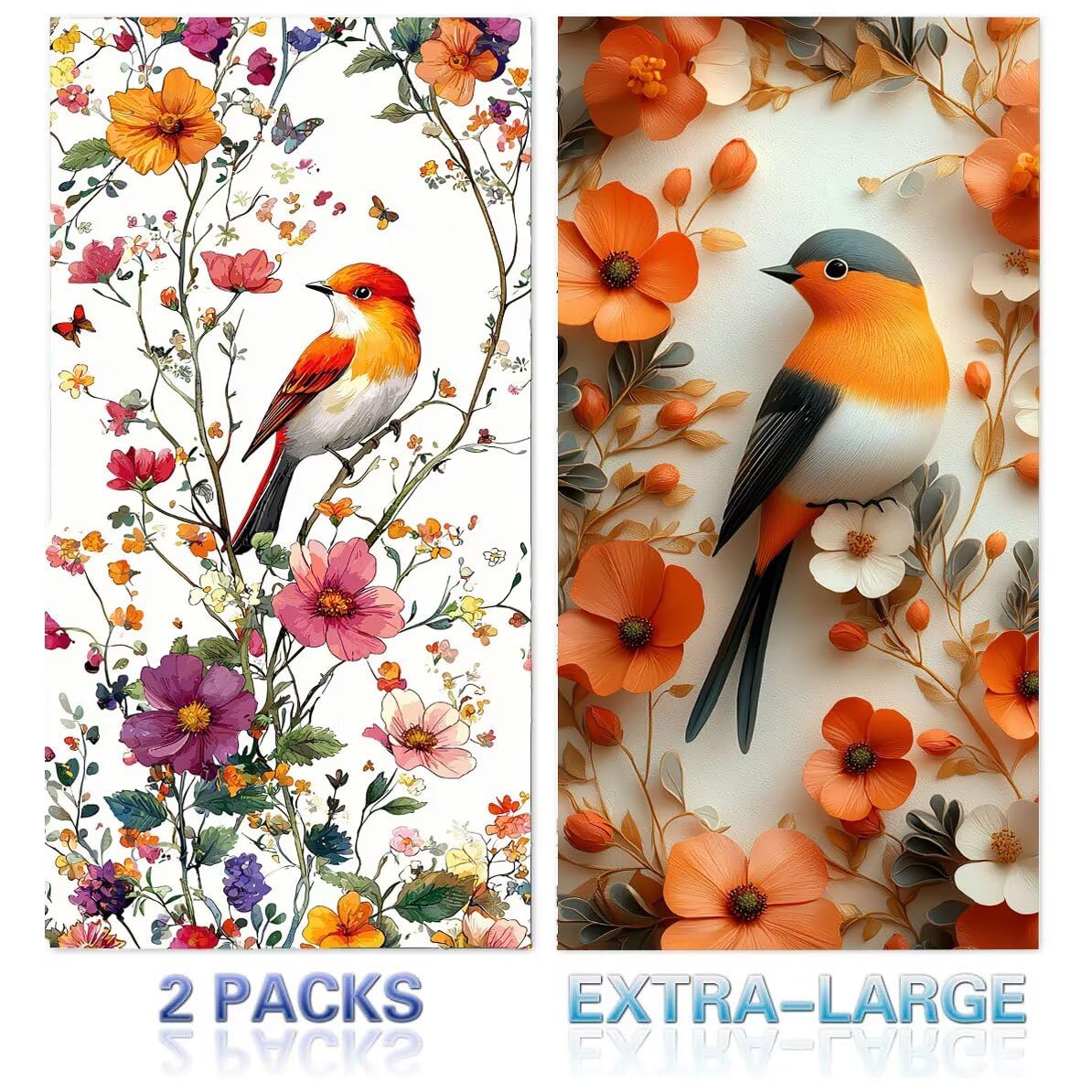 Toalla Playa 100 x 200 cm, Juego de 2 Toallas Microfibra Grande de Secado Rápido, Absorbente, Compacto, Toalla de BañO Sin Arena Verano Manta de Playa Mujer para Gimnasio Baño Regalo (Aves) H-784