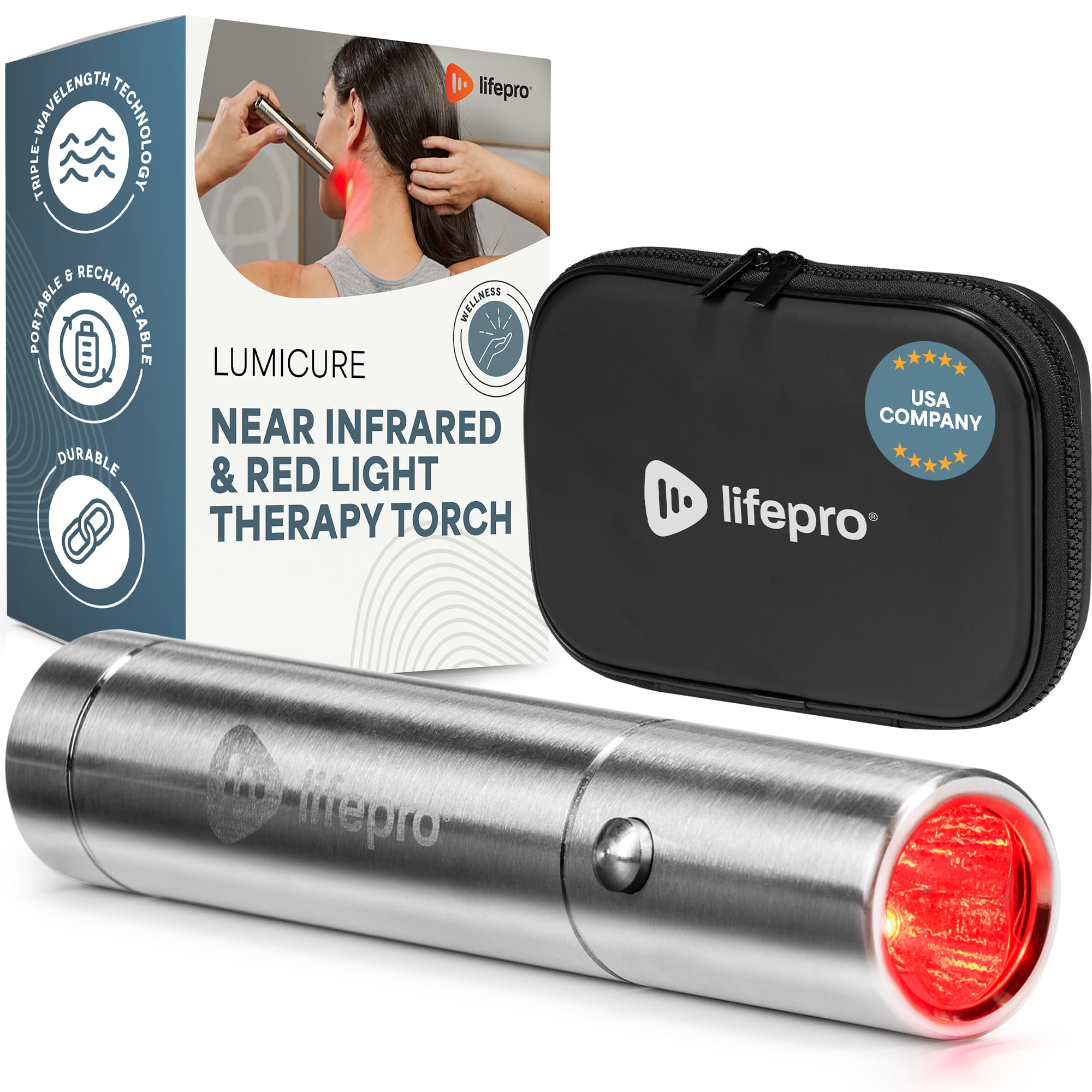 Lifepro Infrared & Red Light Therapy for Body Joints & Muscles Wellness Support, Portable Red Light Therapy Device, Near Infrared Light Therapy for Body & Face - Use 3 wavelengths