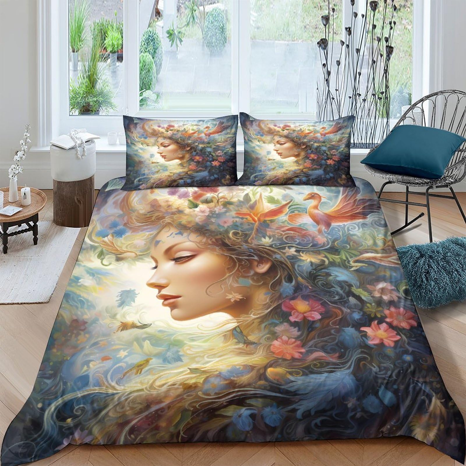 Housse de couette papillon 3D King 220x240 cm avec taies d'oreiller en microfibre