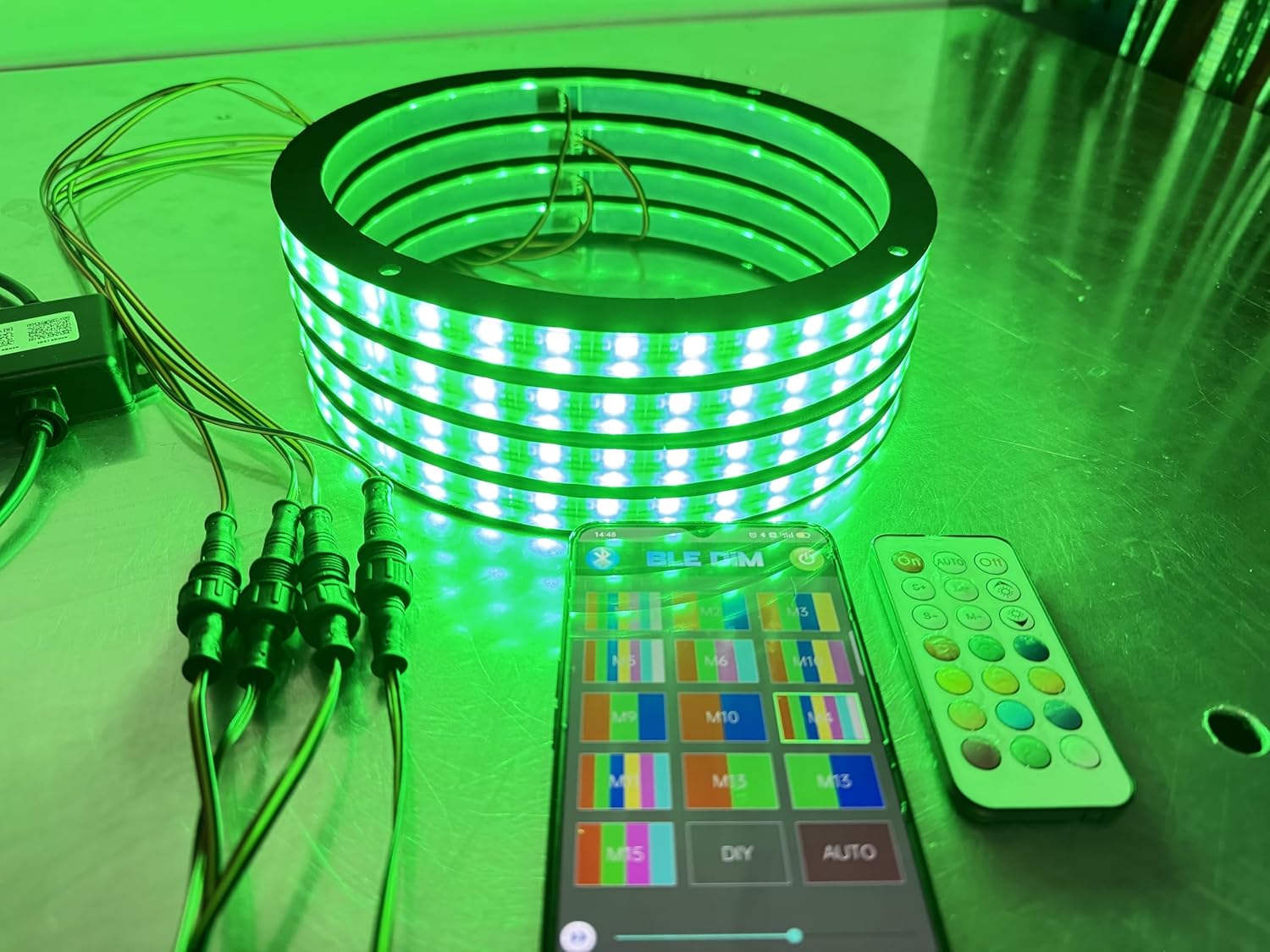 4PC 8'' Speaker Ring Lights RGB Multi-Changing Light up Chasing for Car/Vehical with Bluetooth App Controller Horn Lights Systems for Trucks Sandtoys Radio