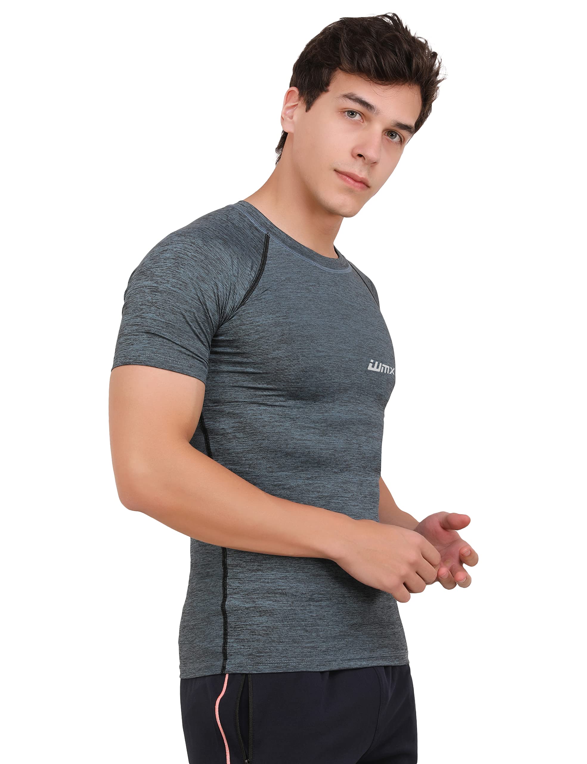 WMXMen's Compression Shirts Athletic Short Sleeve Quick Dry Base-Layer Workout Running T-Shirt Sports Active Fitted Tops