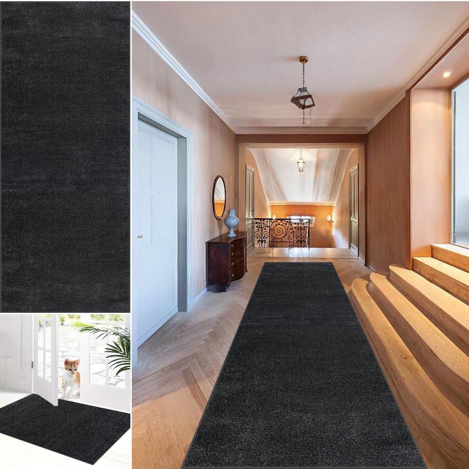 Fjhaeuo Carpet Runner for Hallway Non Slip Long Kitchen Runners Large Rugs Living Room, Short Pile Washable Rug Area Rugs for Bedroom Dining Room bathroom sink carpet 65 x 120 cm
