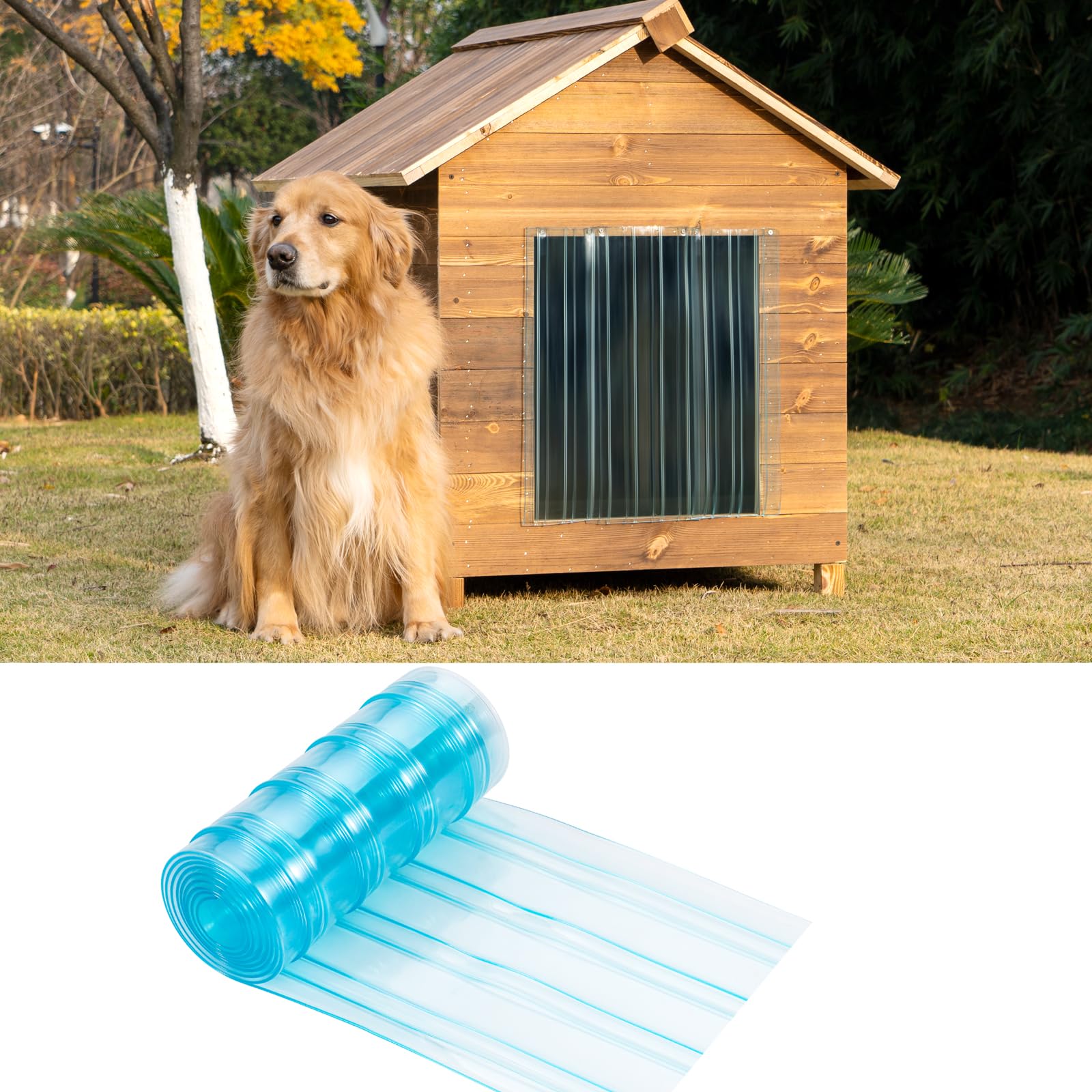 Uross Dog Door Replacement Flaps - 10.8 FT x 7.9 in Weather Resistant PVC Doggie Door Flap for Large Dog House — image 1