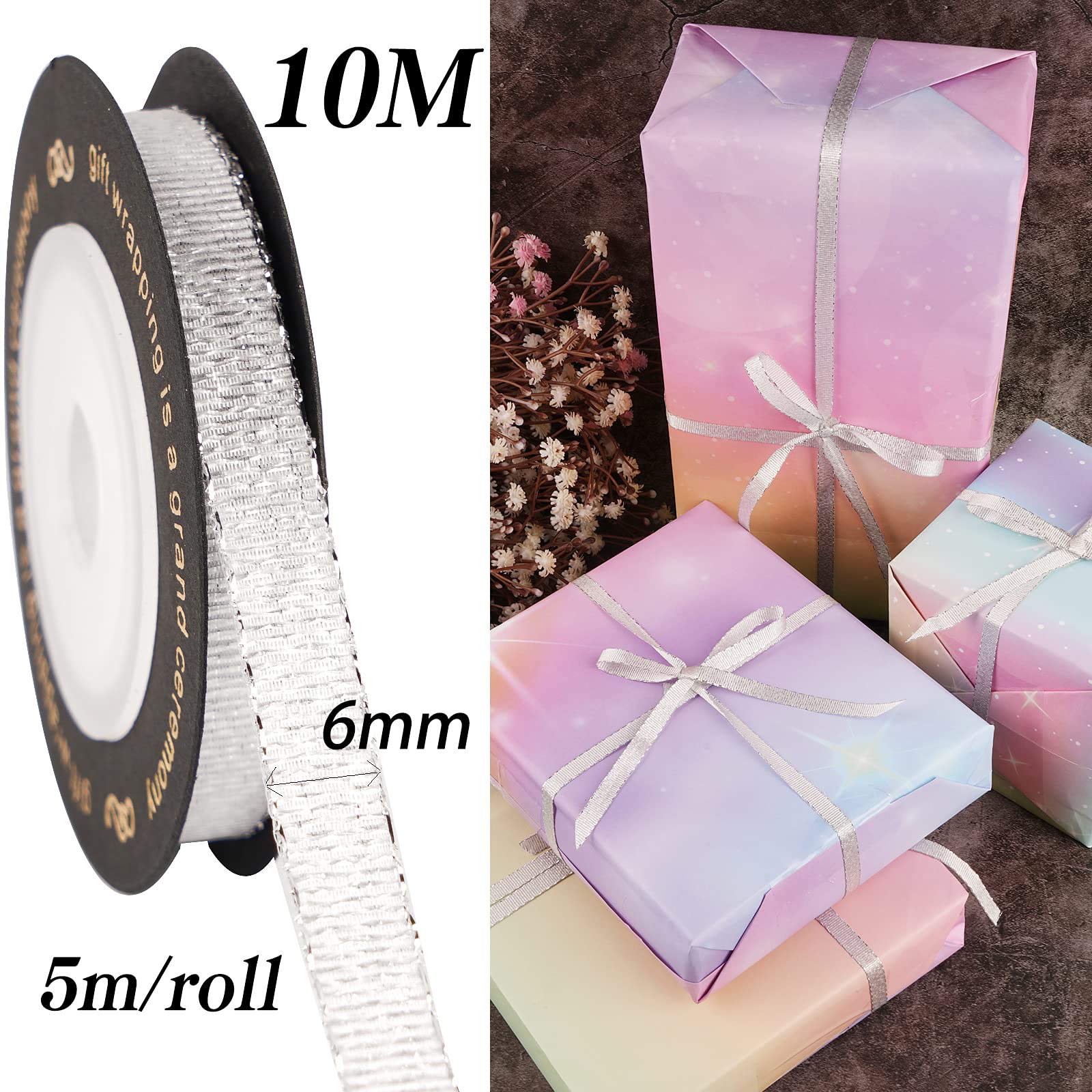 Birthday Wrapping Paper Set, 12 Sheets Rainbow Gradient Colour Gift Wrapping Paper With 2 Roll Satin Ribbon, 50 X 70CM Birthday Gift Wrap For Party - View #6