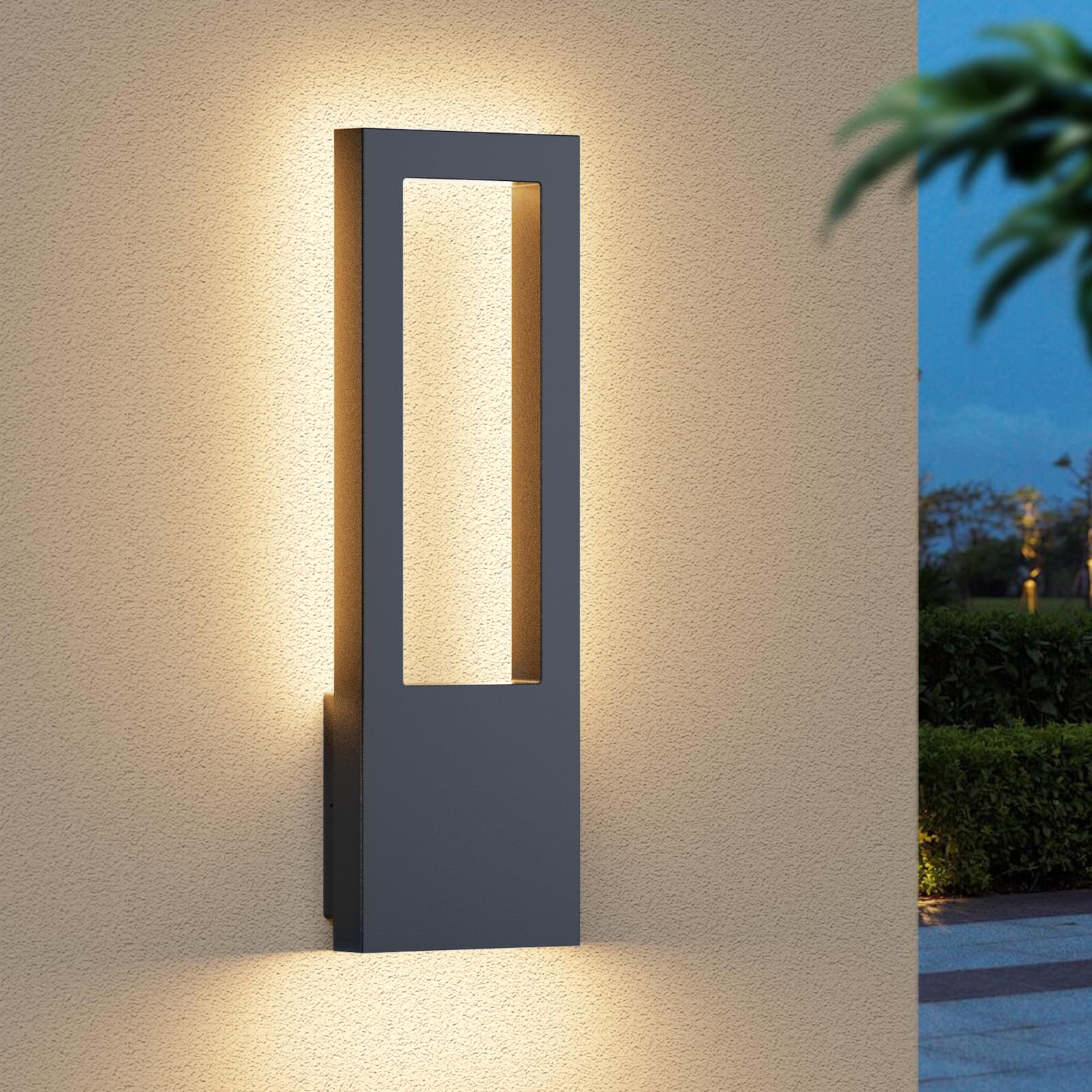 Aipsun 30W Applique da Esterno/Interno,Lampada da Parete Illuminazione 3000K Bianco Caldo Ip65 Impermeabile|Applique Rettangolari Per Terrazza Ingresso,Alluminio,Antracite