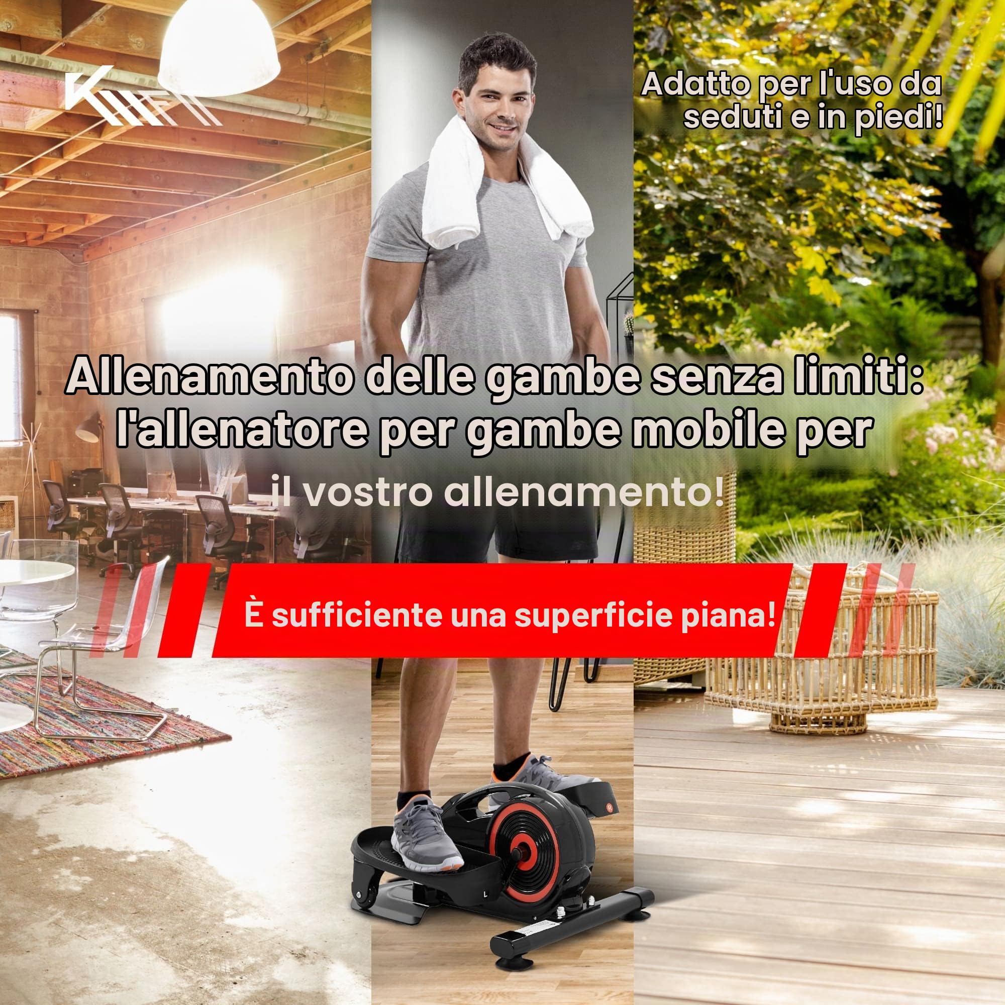 KM Fit Leg Trainer con display LCD e APP | Cyclette | Mini Elliptical Trainer | Crosstrainer per casa e ufficio | Resistenza magnetica regolabile in continuo | Fino a 100 kg | Sistema SilentBelt
