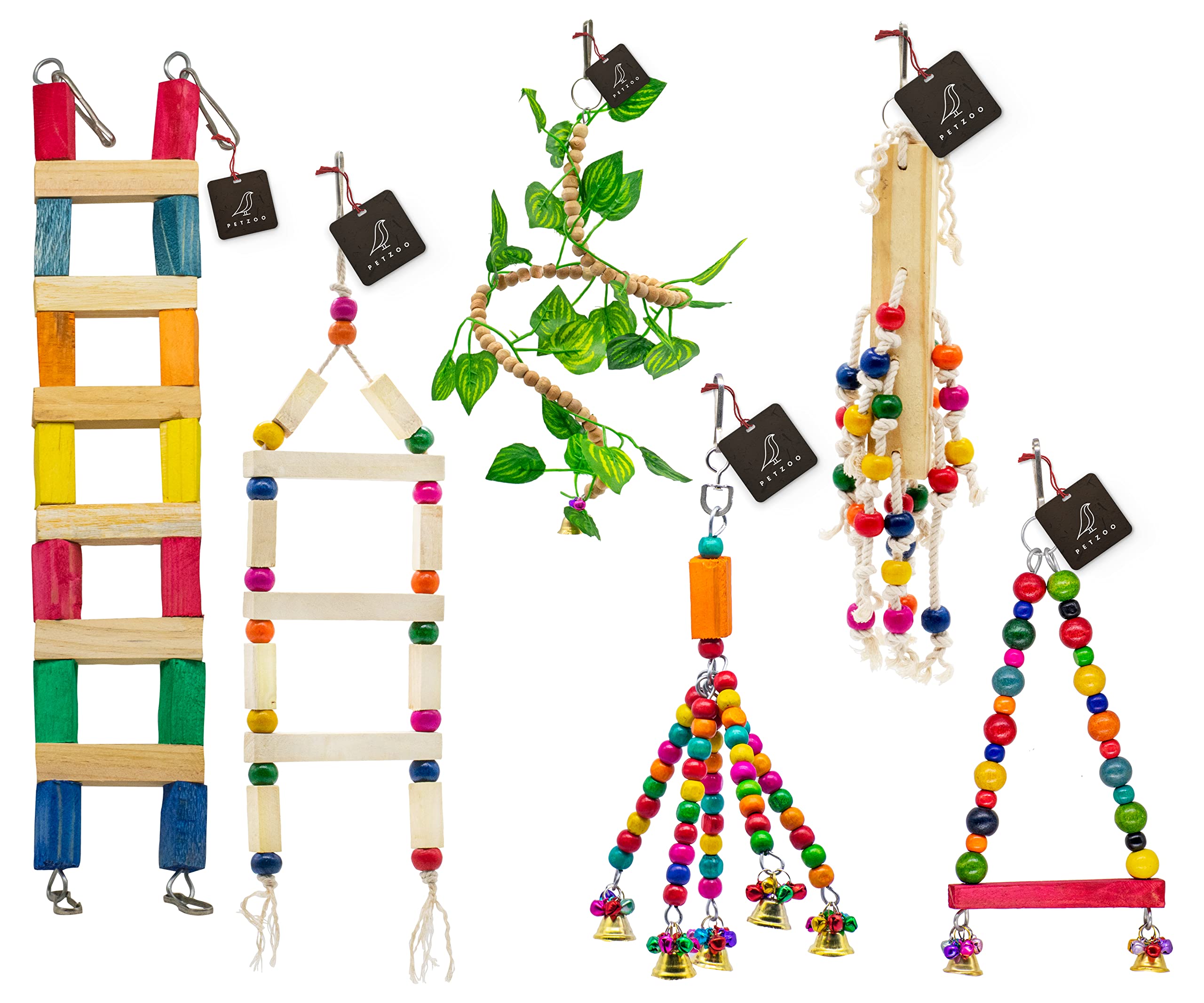 PETZOO Bundle of 6 Cage Accessories Includes Ladders, Swing, Spiral Vine, Chew Hangings & Perche (B0BHHWK2T4) Amazon Price History, Amazon Price Tracker