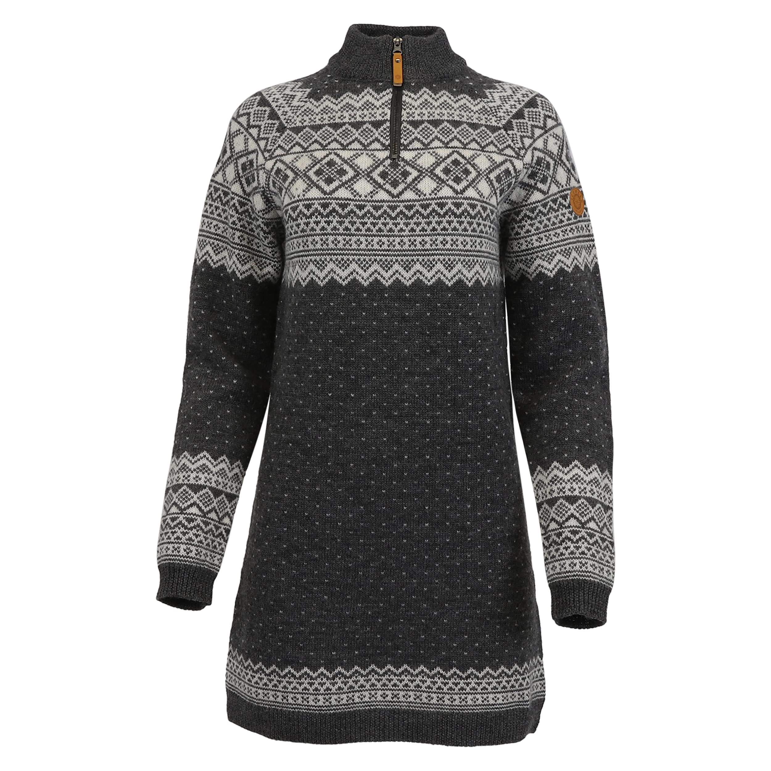 ICEWEAR Alexandra Damenlongpullover aus mittelschwerer Merinowolle mit Halbreißverschluss