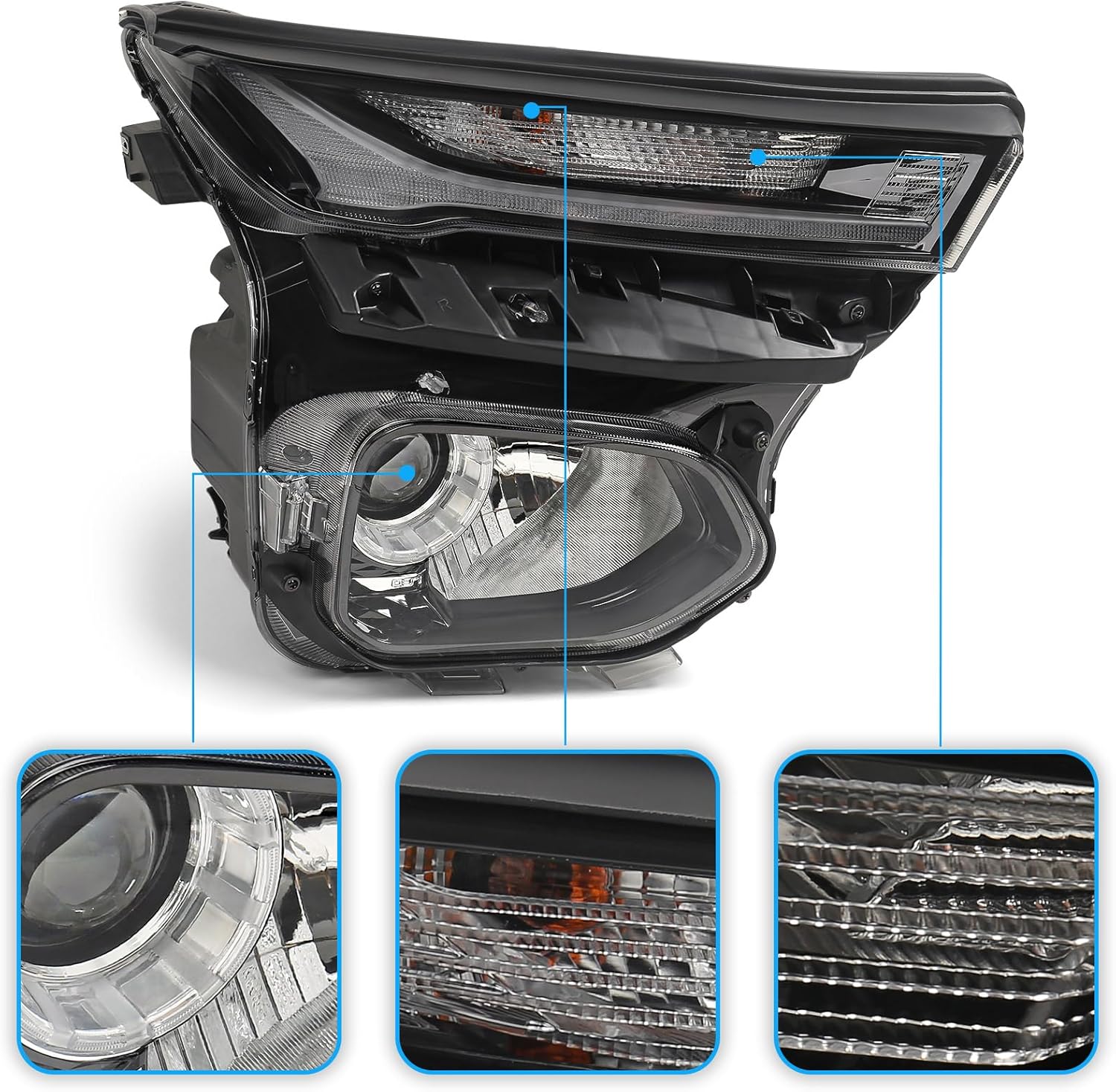 Huray Right Headlight Assembly Fit for Chevy Trailblazer 2021-2023 RH LED Low Beam w/DRL Projector Headlamp Head Light Replacement for GM2503522 Passenger Side