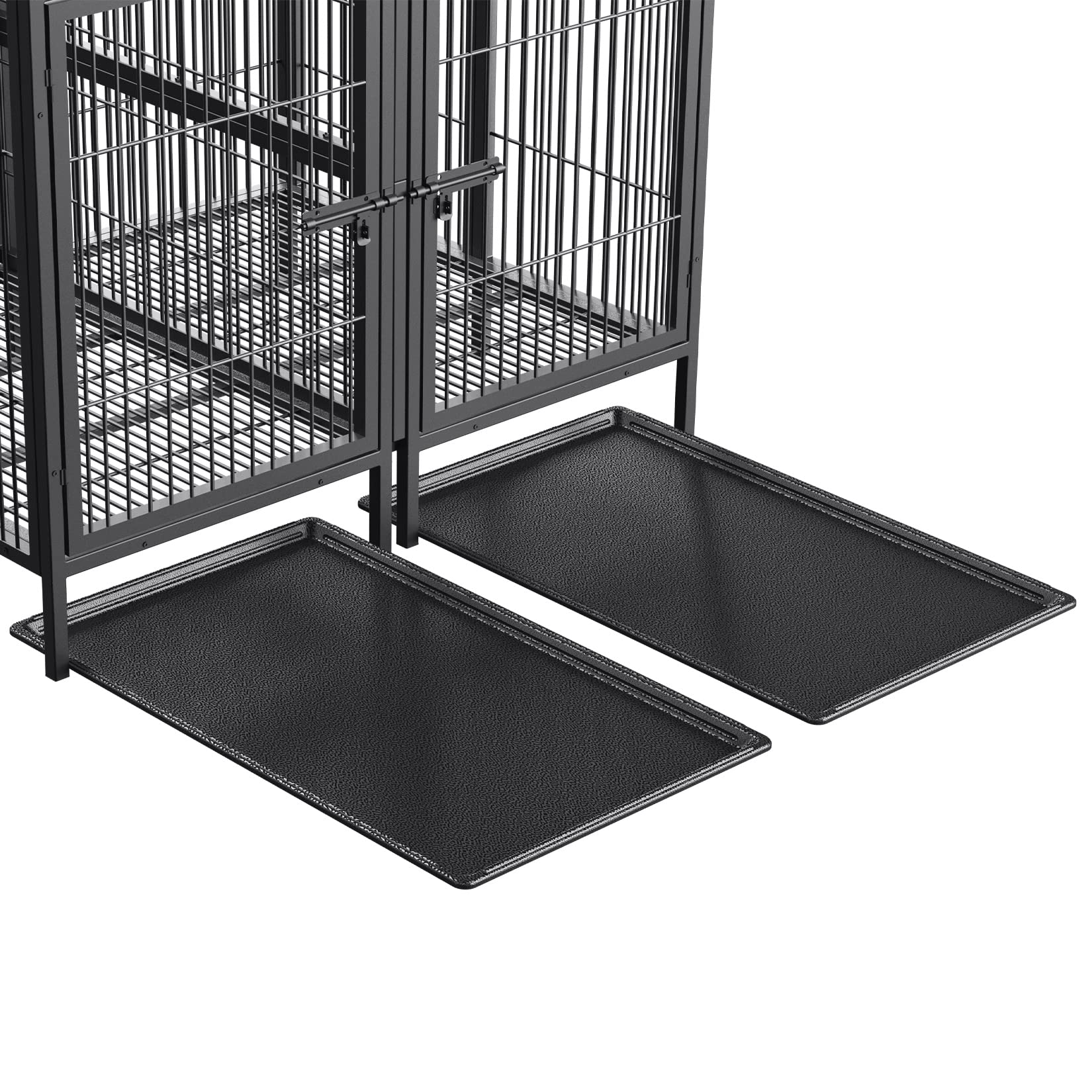BingoPaw Hundekäfig XXL Schwerlast 2 in 1: Extra große Haustierkäfig mit Abnehmbarer Metalltrennwand, 2 Türen, 2 Toilette Tablett Unzerstörbar Metall doppel Hundebox Indoor Outdoor für 2 Hunde
