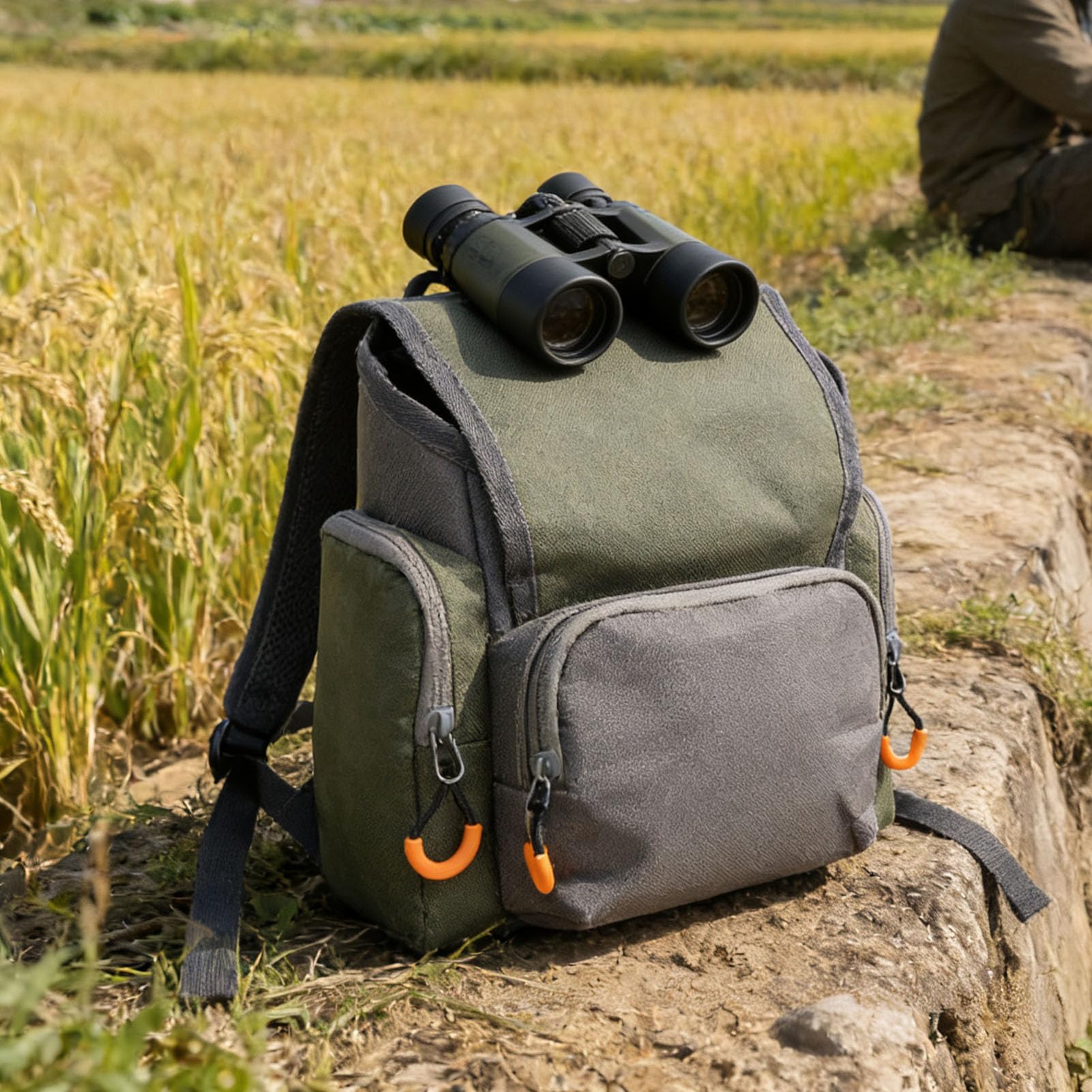 POENVFPO Outdoor-Brusttasche, Fernglas-Gurt-Brusttasche, Bino-Tasche mit Regenschutz, für Entfernungsmesser Im Freien