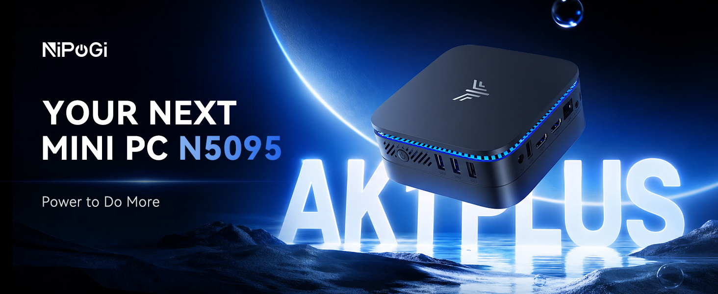 NiPoGi AK1PLUS Mini PC Windows 11 pro, Intel Celeron N5095 Mini