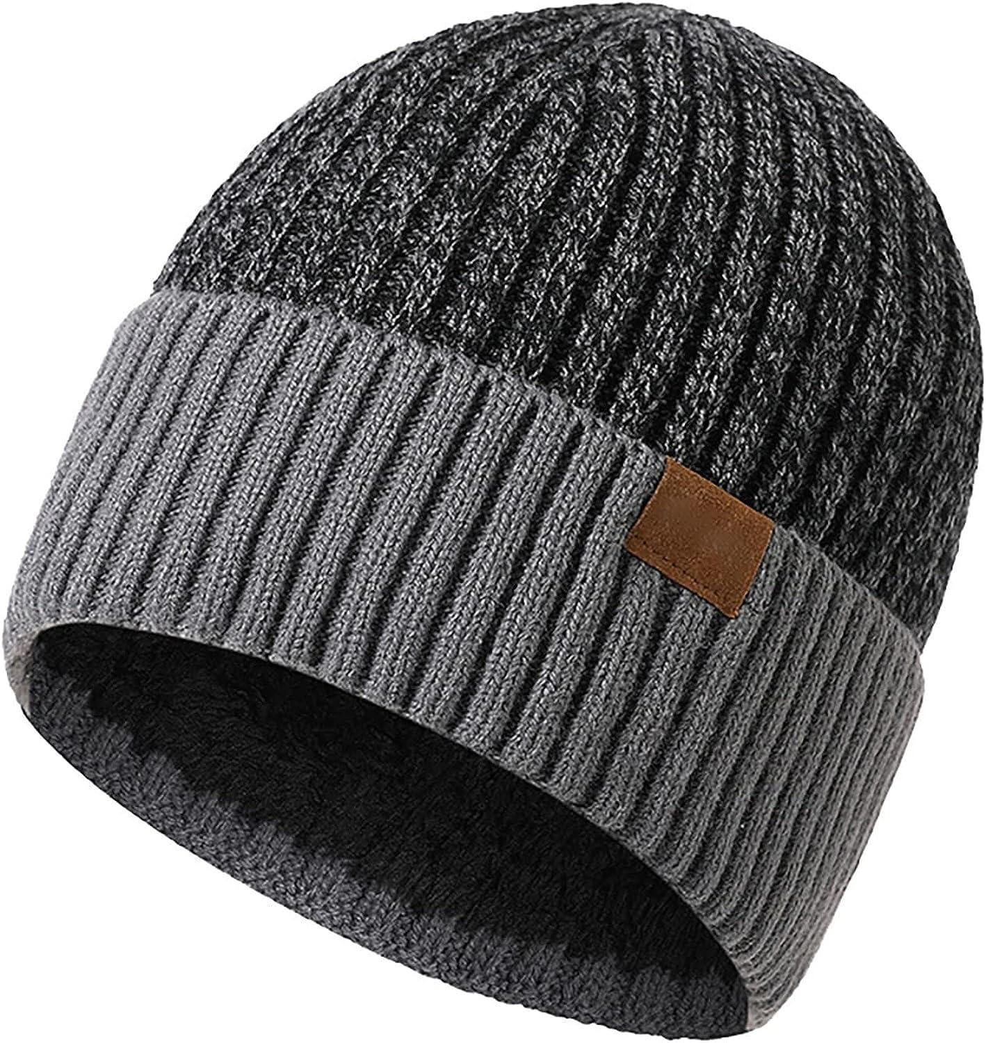 Cappello Inverno Cappello Invernale da Donna con Risvolto Elastico A Righe, Caldo, Grosso, Lavorato A Maglia, Cappelli Antivento Termico Berretto(G)