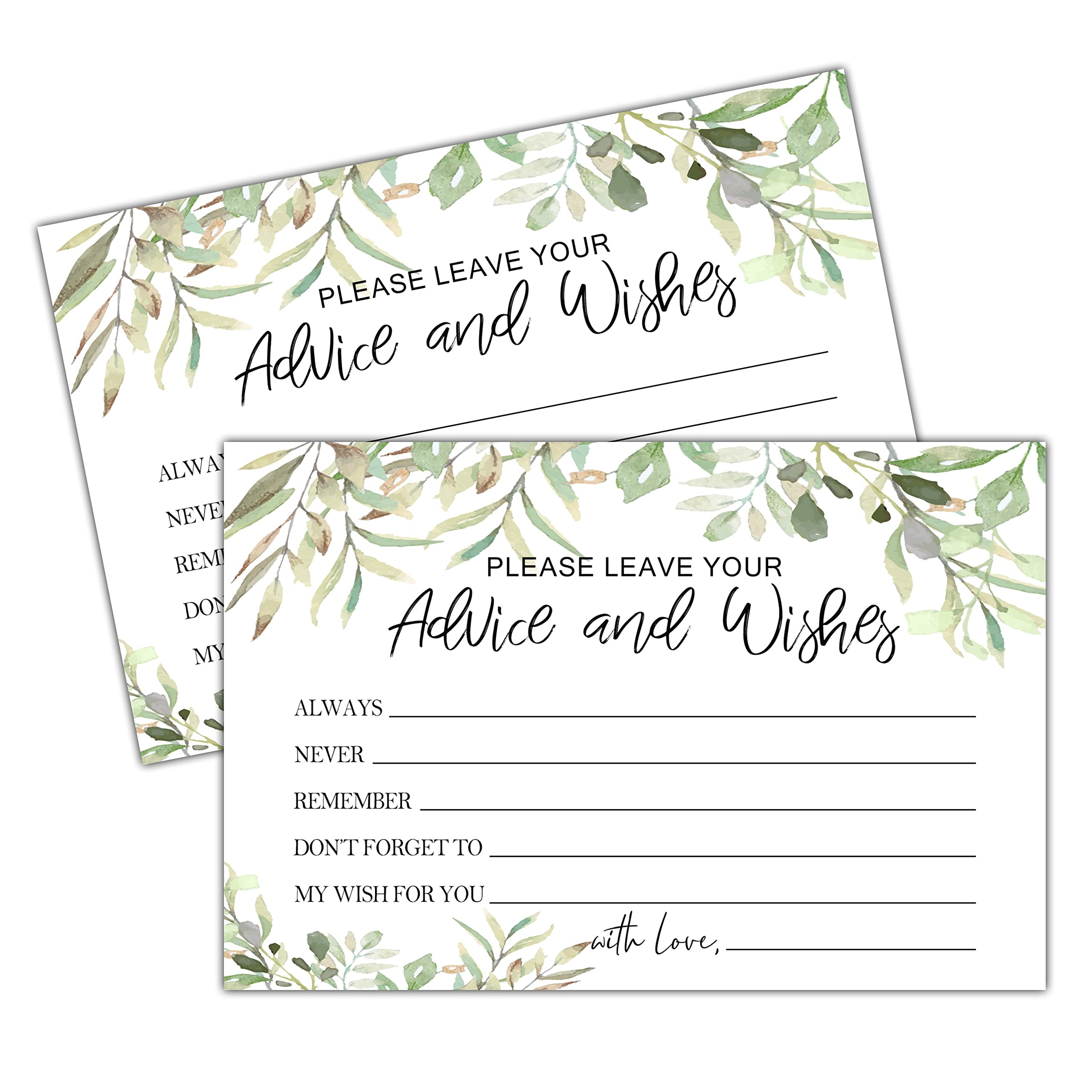 Photo 1 of **GENERAL BUNDLE** 50CT POSTCARD, Advice and Wishes Cards -Watercolor Greenery Eucalyptus Design, Perfect for Bridal Showers, Wedding, Baby Shower, Graduation Party, Retirement, Words of Wisdom - 25 Cards Per Pack, HAPPY NEW YEAR CAKE TOPPER BLACK/GOLD, B
