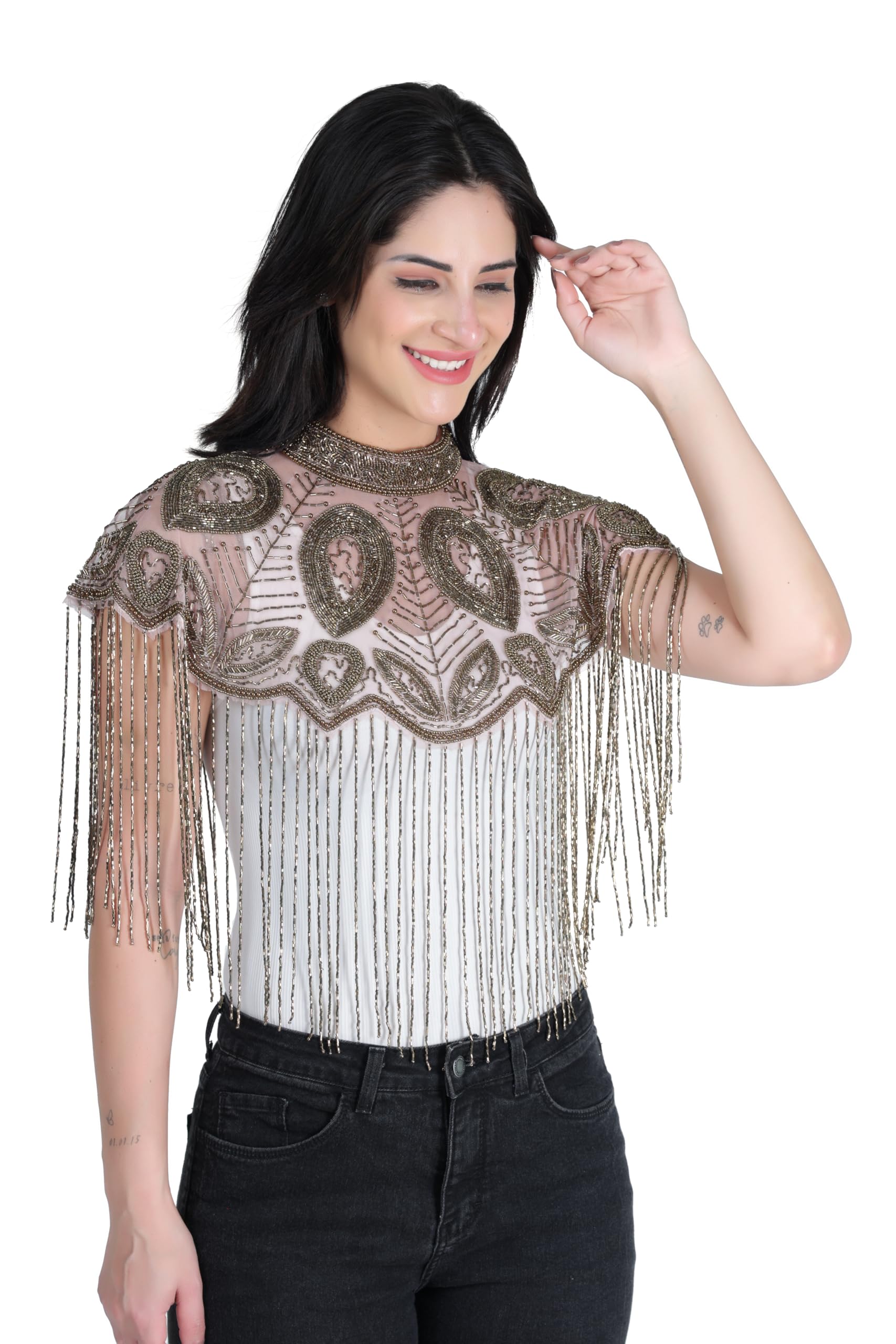 Women's Net Cape Poncho For Embroidery Poncho Shrugs-image-39