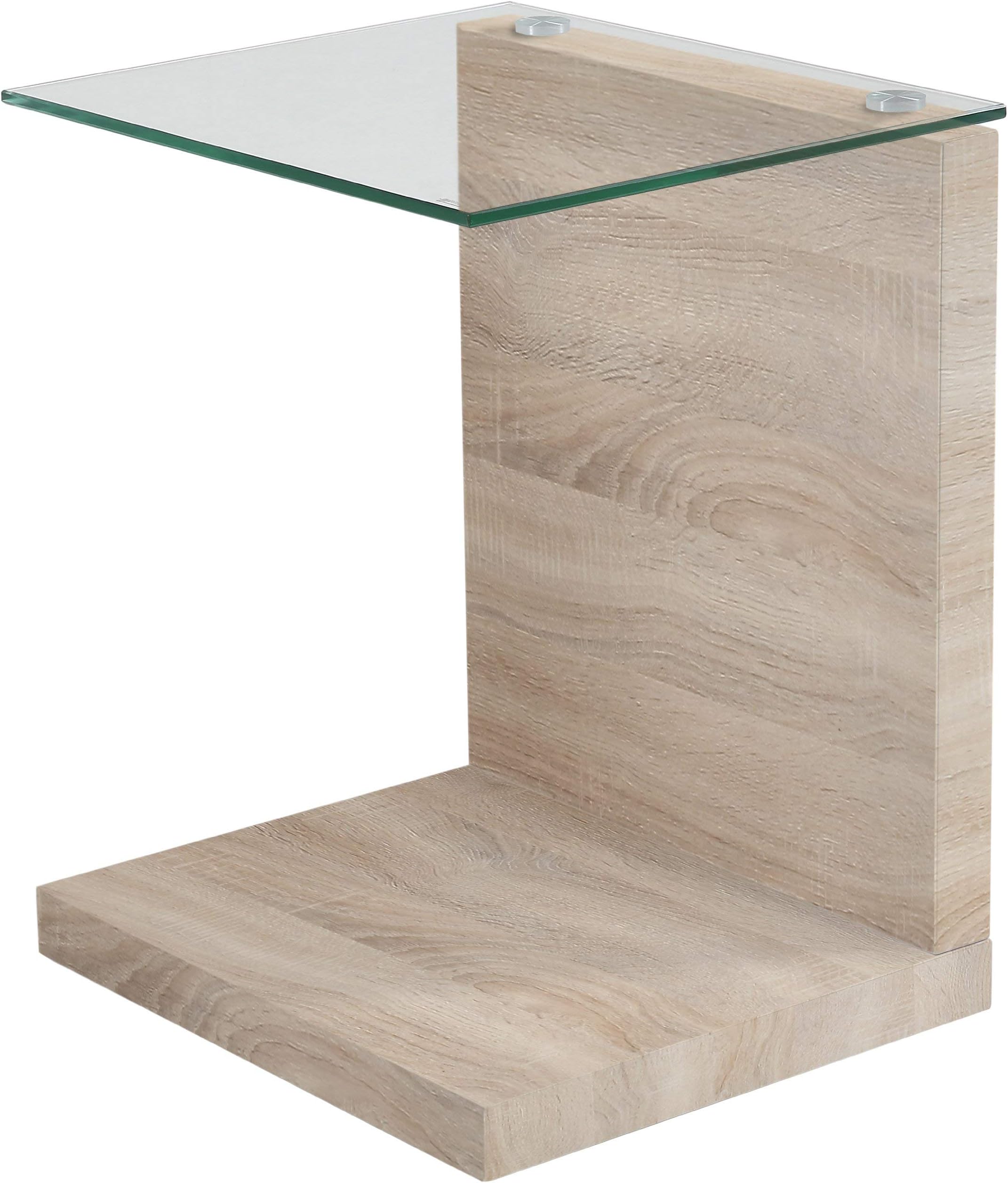 AC Design Furniture Michel 49358 Side Table Sonoma Oak Effect/Transparent Glass/Approximately 40 x 50 x 35 CM