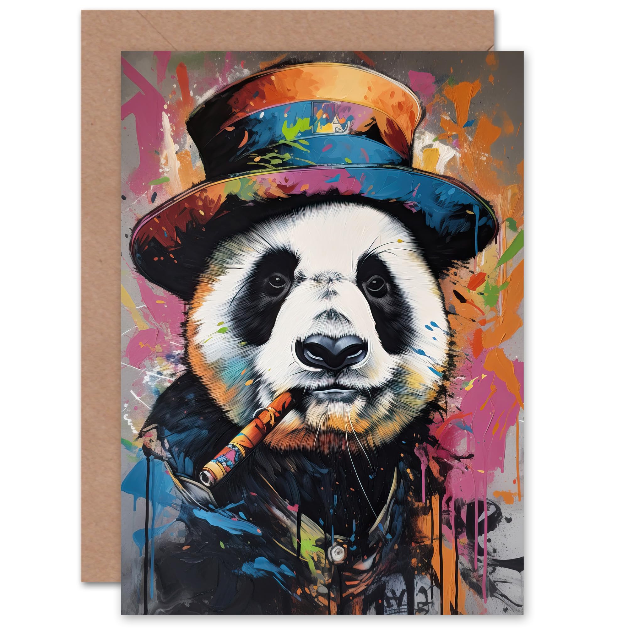 Artery8 The Posh Panda for Husband Him Dad Son Brother Birthday Thank You Fathers Day Blank Art Greeting Card