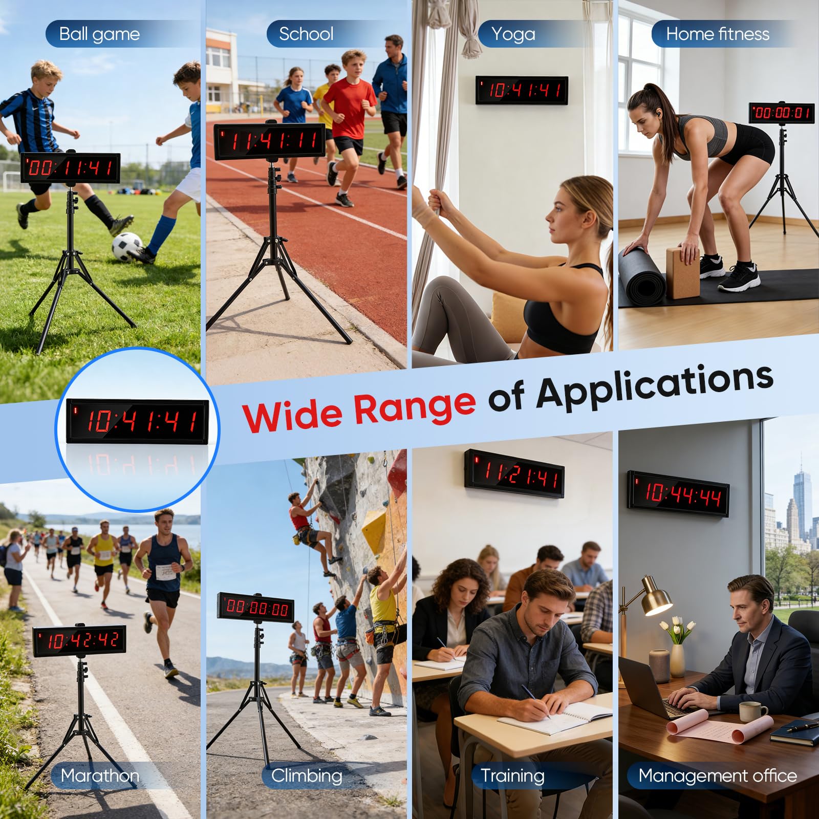Temporizador Cuenta Regresiva, Cronómetro Digital 2,3 Pulgadas Y 6 Dígitos para Competiciones Y Juegos Temporizador Gimnasio con Trípode Cronómetro Deportivo con Control Remoto 12/24H (Cargar)