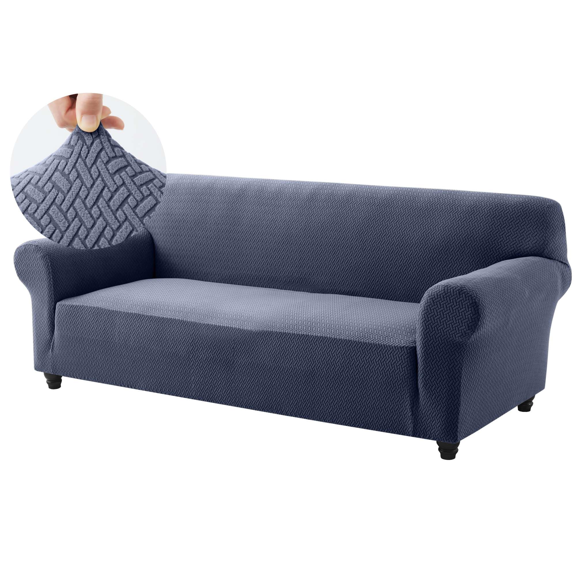 Hafaa 2 Pack High Stretch Sofa Cover 3 Seater Jacquard Spandex Non Slip Sofa Slipcovers Elastic Fit Couch Covers for Living Room Soft Washable Furniture Protector for Pets/Kids/Dogs (Blue Grey) — image 1