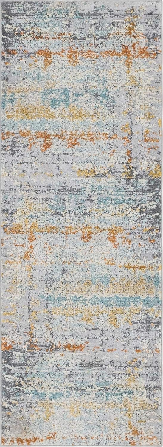 Rugs.com Budapest Collection Runner Rug – 6 Ft Runner Gray Low-Pile Rug Perfect for Hallways, Entryways