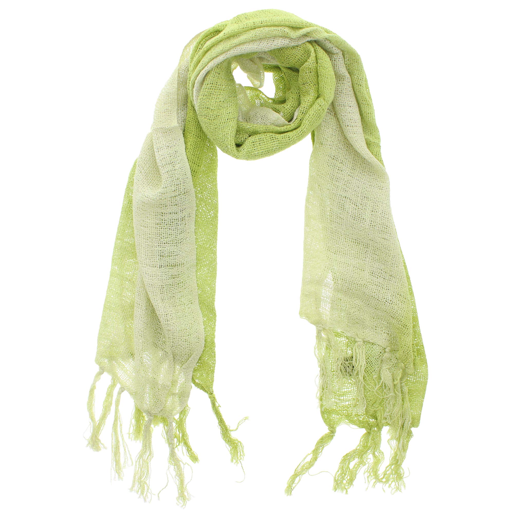 Zac's Alter Ego Women's Green Lightweight Two Tone Colour Cotton Scarves