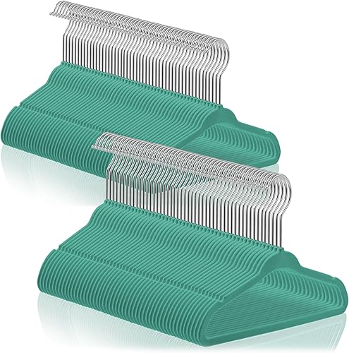 Miniatura 23 de Casafield 50 perchas de terciopelo para bebé, tamaño de 11 pulgadas para ropa de bebés y niños pequeños, color verde azulado