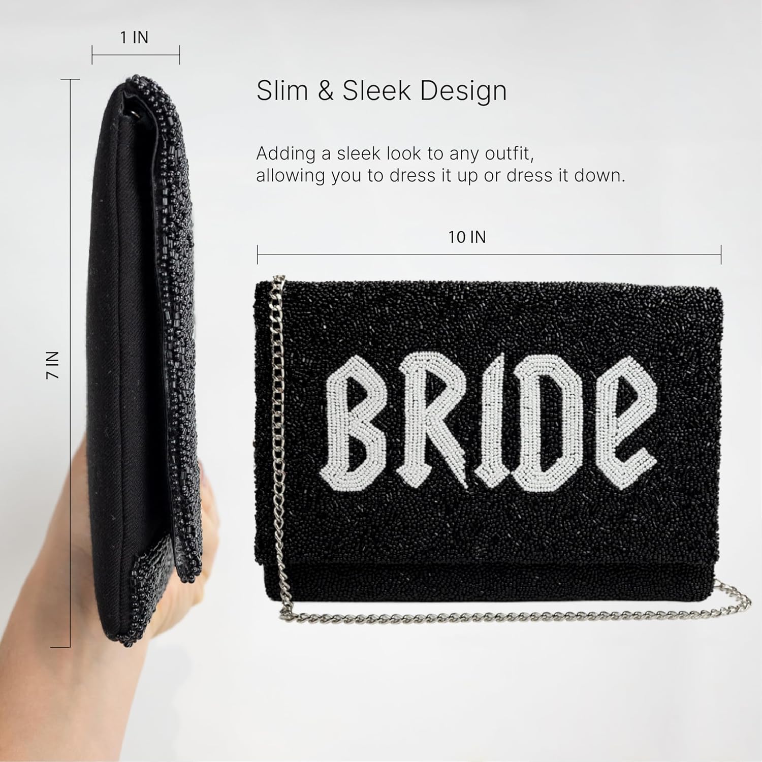 Clutch Purse for Wedding Day Beaded Clutch Purse Bachelorette Party Bridal Shower,Engagement Gifts & Bride To Be - Image 4