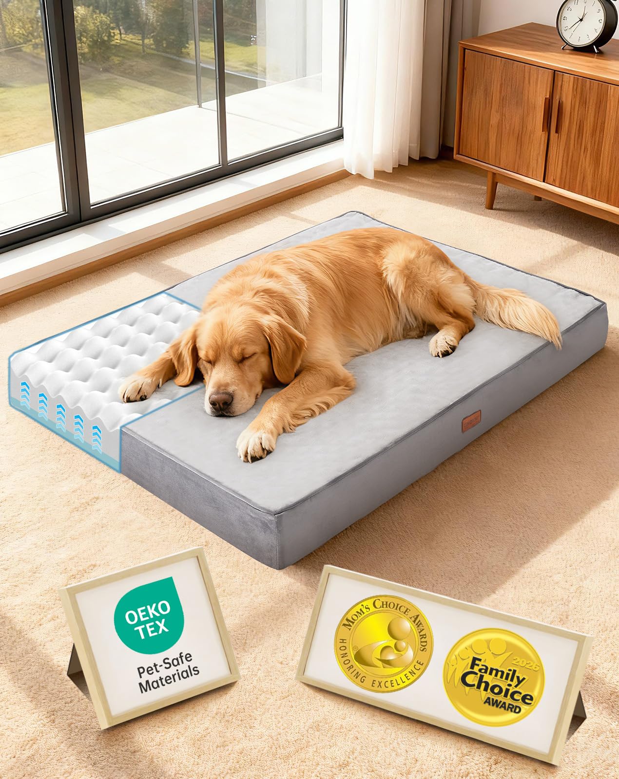 OhGeni Orthopedic Waterproof Large Dog Bed