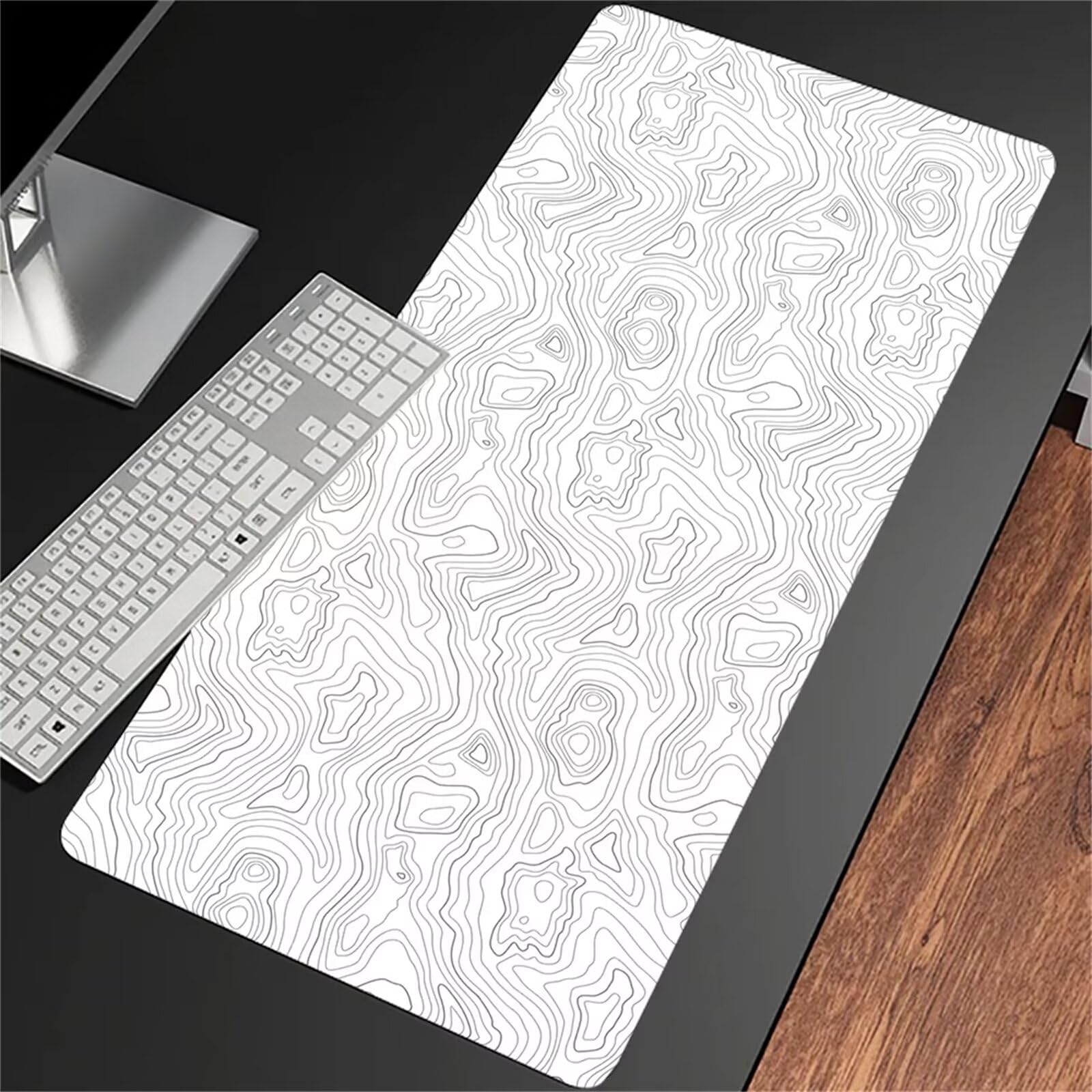 Tappetino per Mouse da Gioco - XXL Gaming Tappetino Extra Grande 1200x600cm Lavabile - Mousepad con Base in Gomma Antiscivolo - Tappetino Scrivania per Tastiera Ufficio Computer PC - Curva Bianca