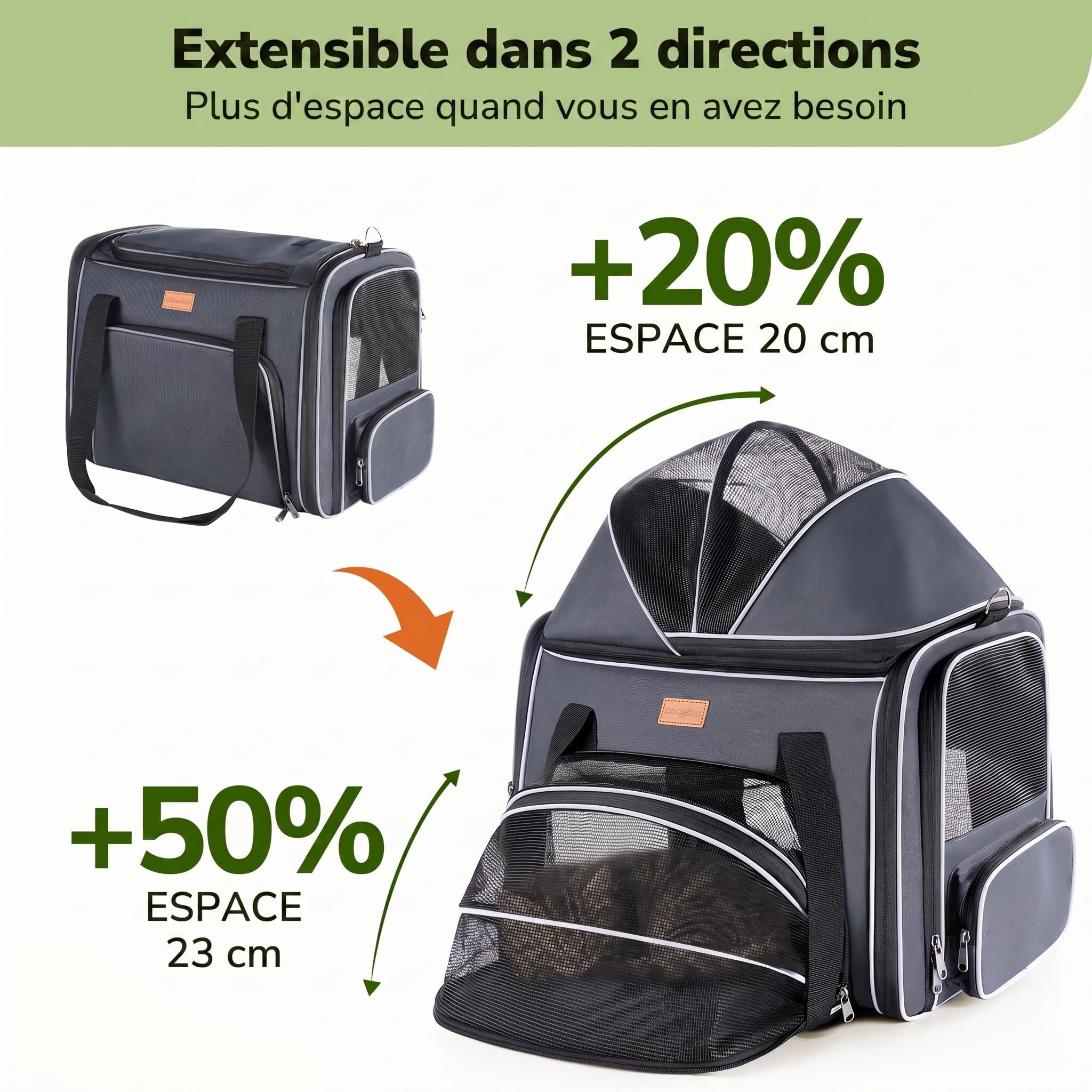 Morpilot Sac de Transport Extensible pour Chat - Extra Stable - Tissu en Maille Respirante pour Animaux de Compagnie
