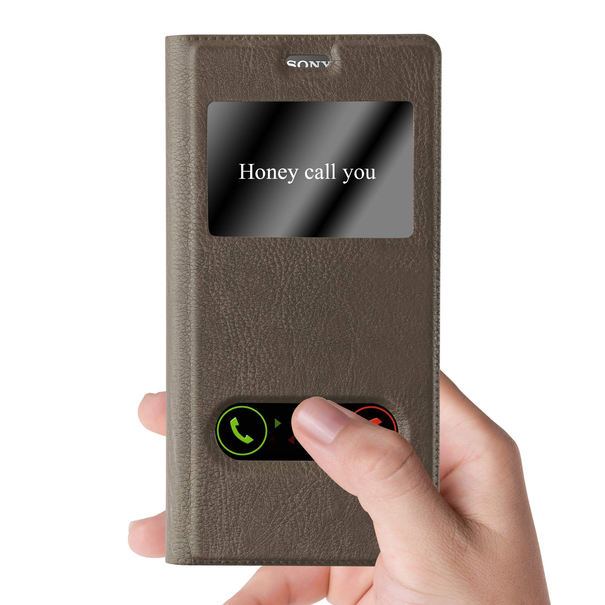 Cadorabo Custodia Libro per Sony Xperia Z5 PREMIUM in BRUNO PIETRA - con Funzione Stand e Chiusura Magnetica - Portafoglio Cover Case Wallet Book Etui Protezione