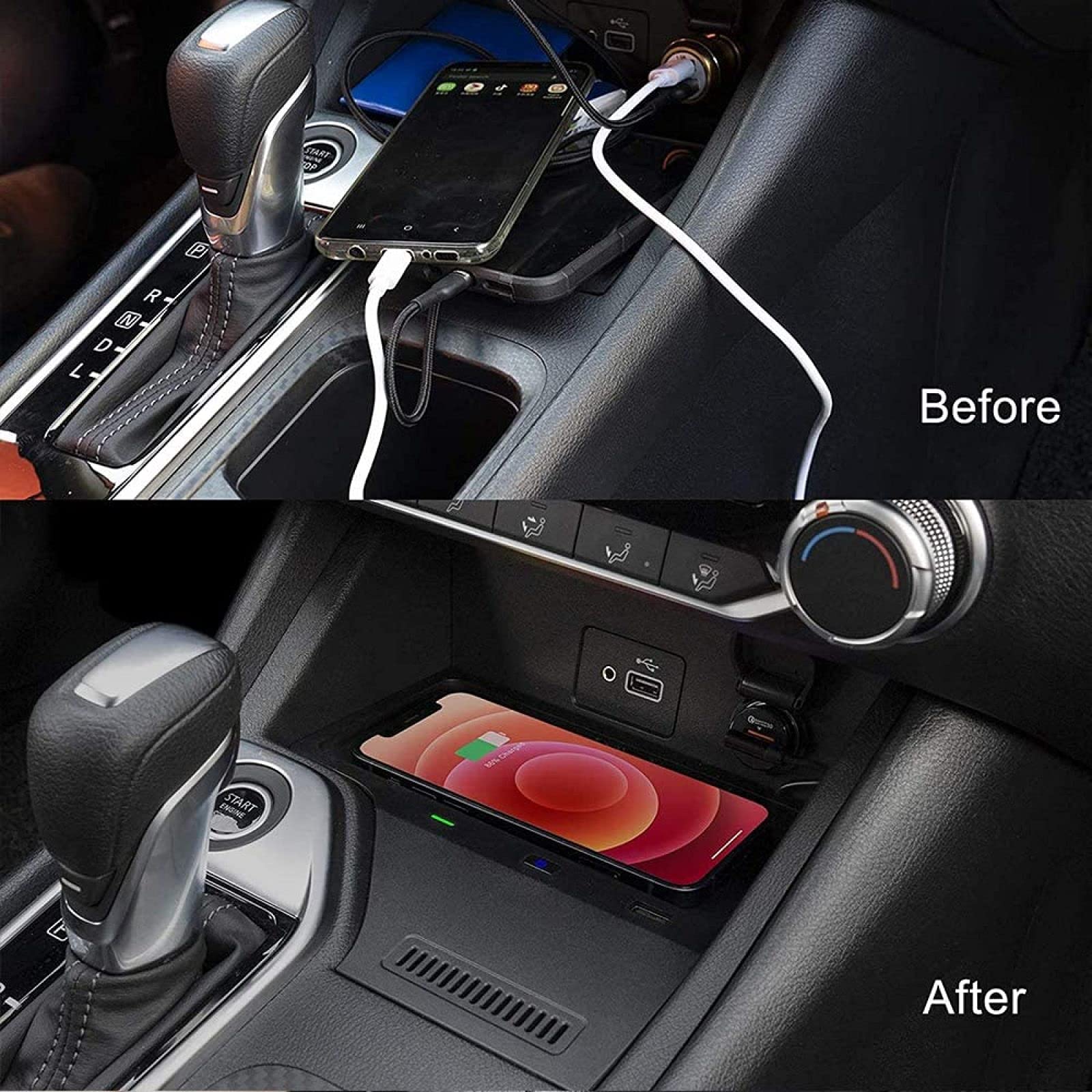 Caricabatteria da auto wireless per Nis-san Sentra B18 2020 2021 Accessori Tappetino di ricarica wireless per console centrale, caricabatterie per telefono a ricarica rapida da 10 W per donne Ragazze