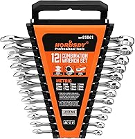 HORUSDY 12-Piece Metric Combination Wrench Set 8-19mm, 12-Point Chrome Vanadium Steel w/ Organizer Rack