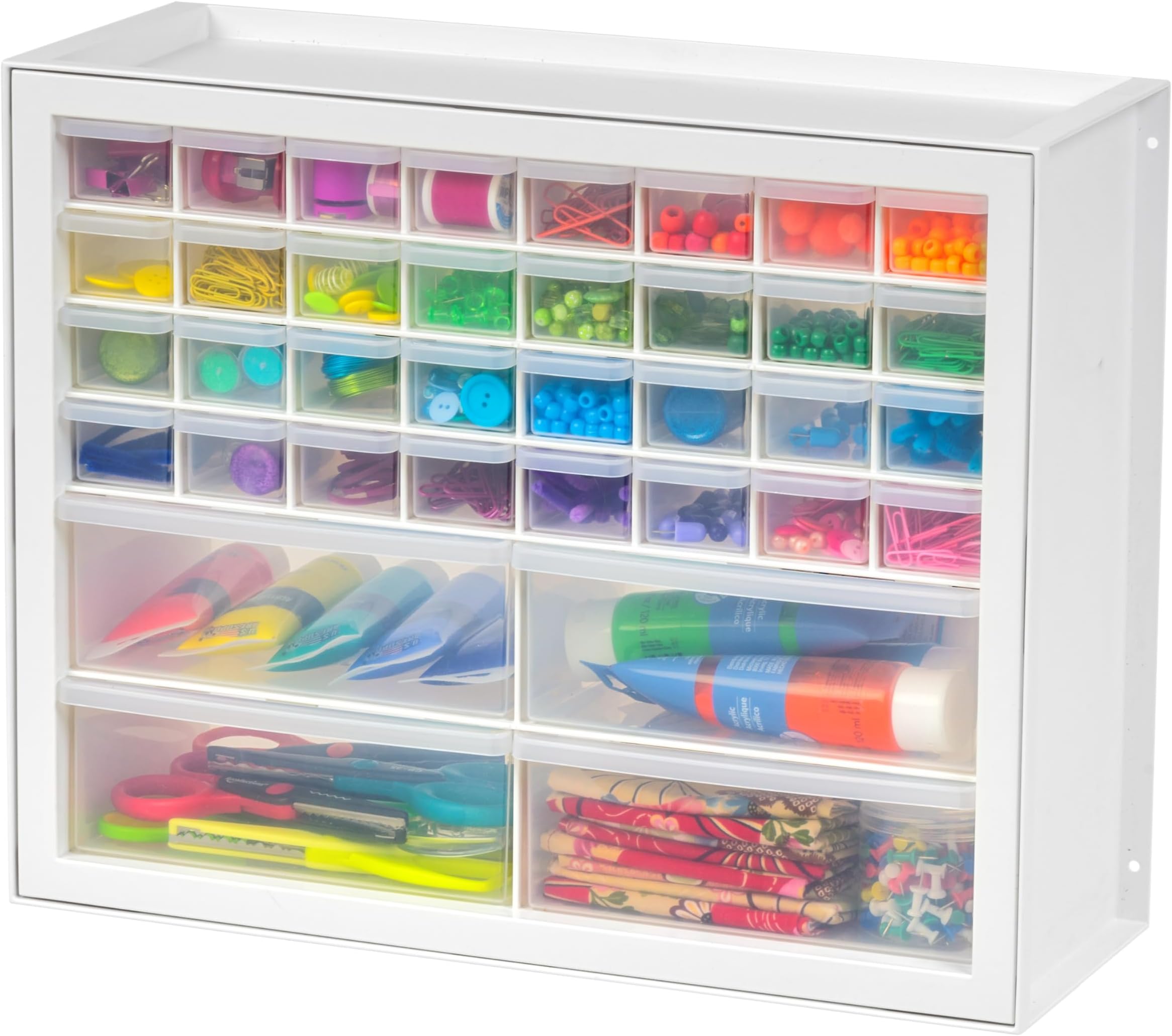 Iris Ohyama USA 36 Drawer Stackable Storage Cabinet for Hardware Crafts, 19.5-Inch W x 7-Inch D x 15.5-Inch H, White - Small Brick Organizer Utility Chest, Scrapbook Art Hobby Multiple Compartment