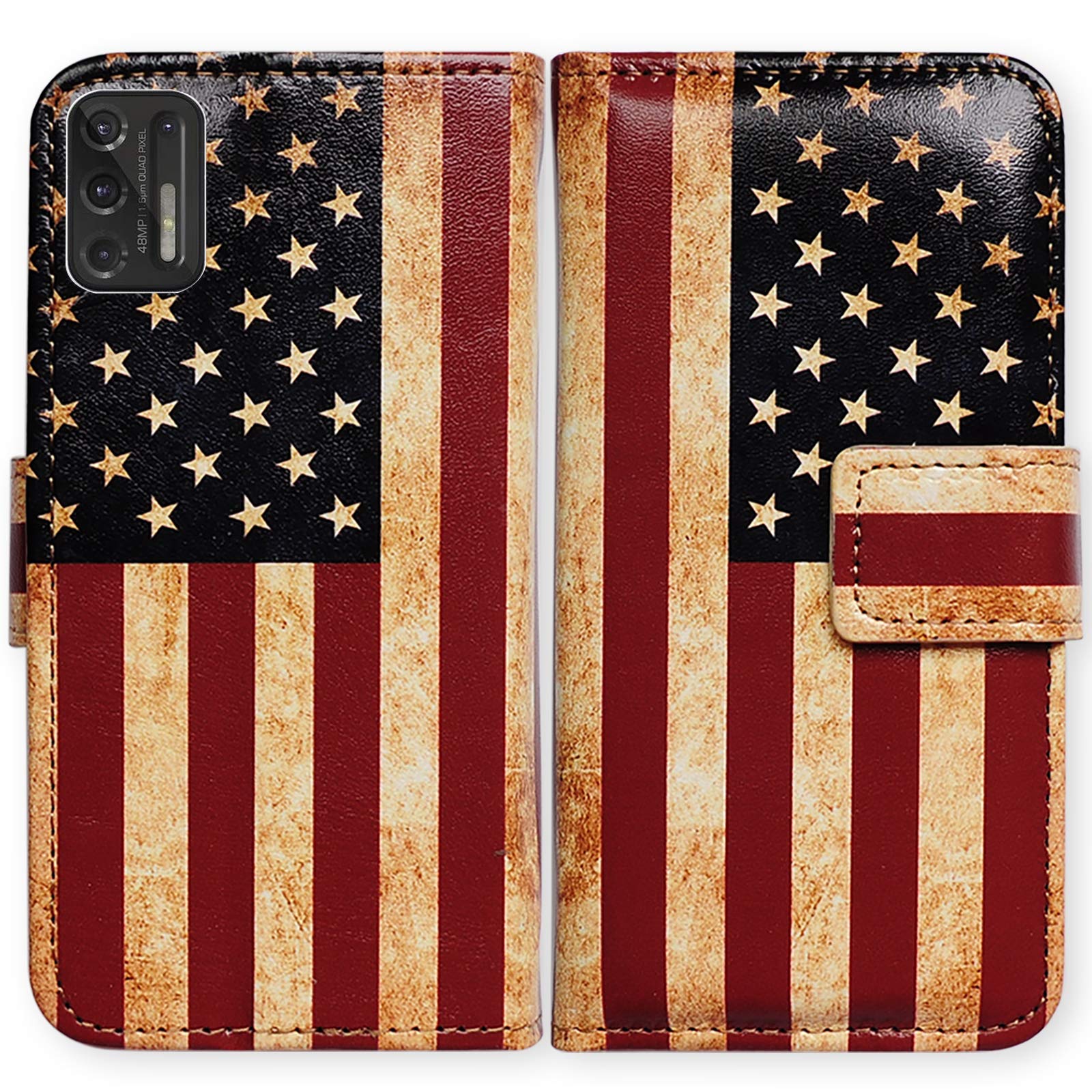 Bcov Case for Moto G Stylus 2021 [Not Fit G Stylus 2020], Retro American Flag Leather Flip Phone Case Wallet Cover with Card Slot Holder Kickstand for