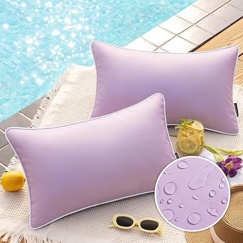 Vista 14 de Phantoscope Paquete de 2 fundas de almohada decorativas para exteriores, impermeables, sólidas, decorativas, cuadradas, para exteriores, patio, Café