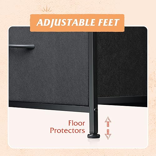 Miniatura 8 de WLIVE - Cómoda para dormitorio con 5 cajones, cómoda ancha de tela, organizador de almacenamiento con cajones de tela para armario, sala de estar,