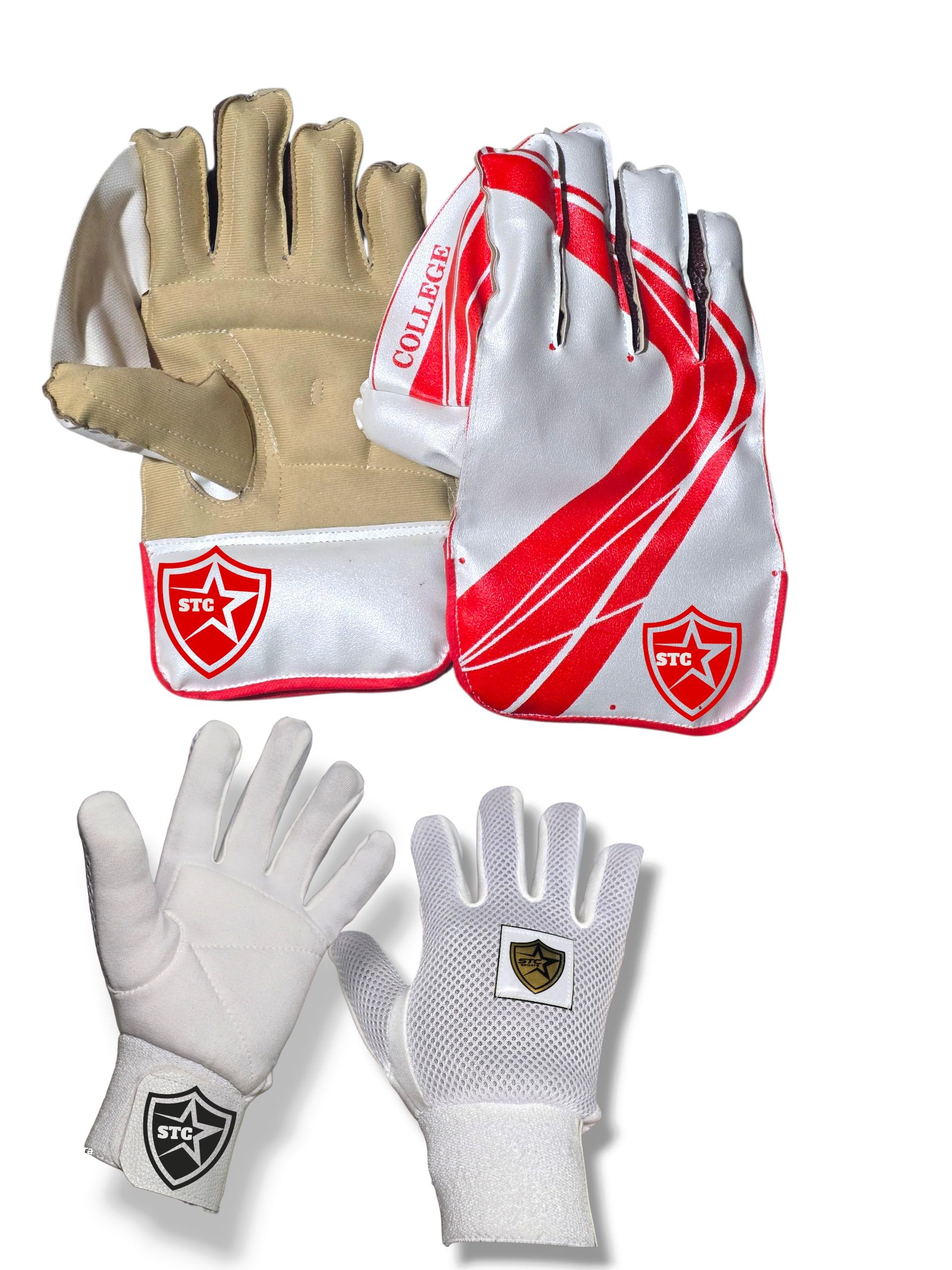 College Tennis Ball Wicket Keeping Gloves & Inner Gloves for Mens & Youth (Multi Colour)-image-37