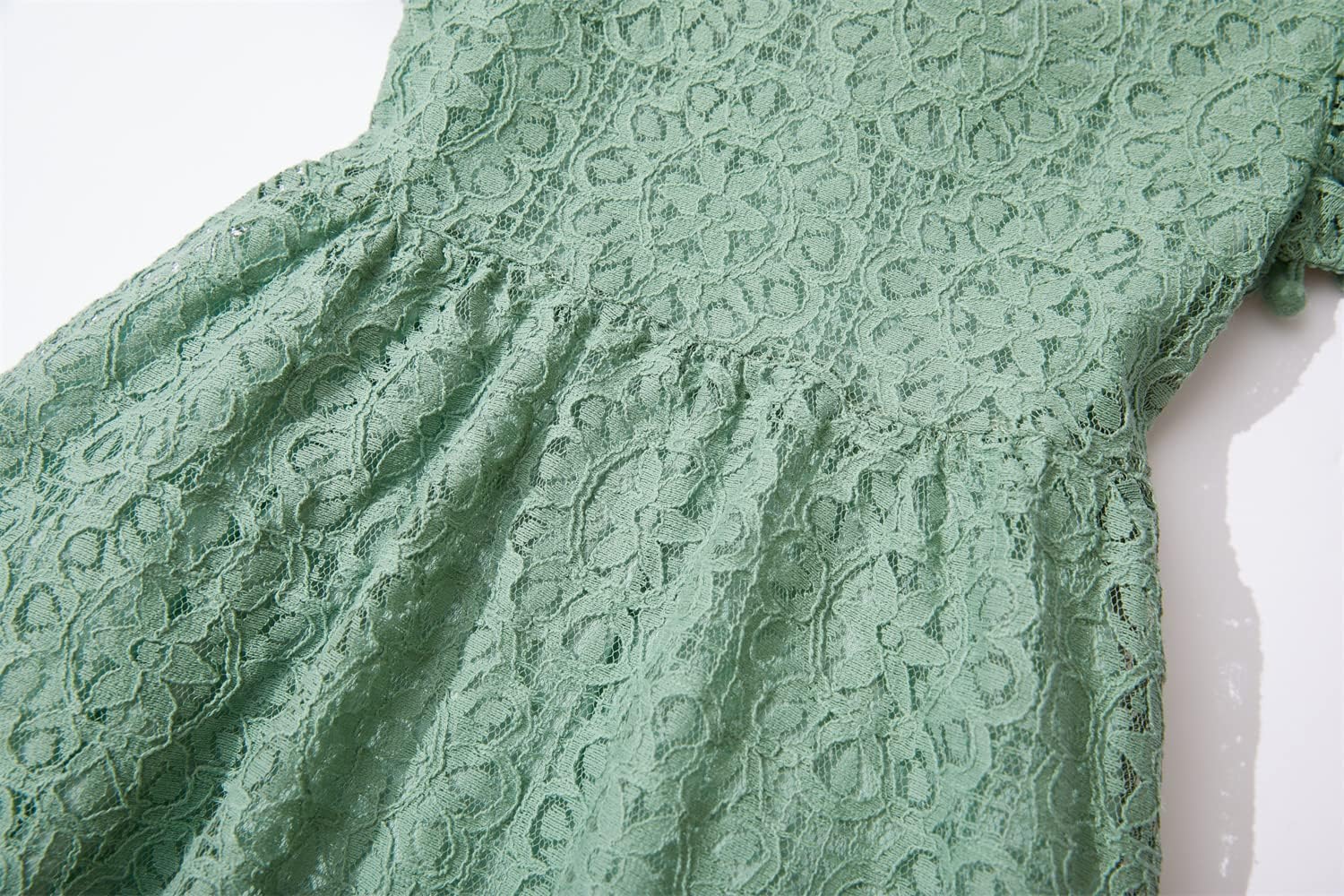 Toddler Girls Lace Dress Baby Kids Tie Back Bow Pom Pom Ruffle Sleeve Backless Party Princess Dresses - Image 5