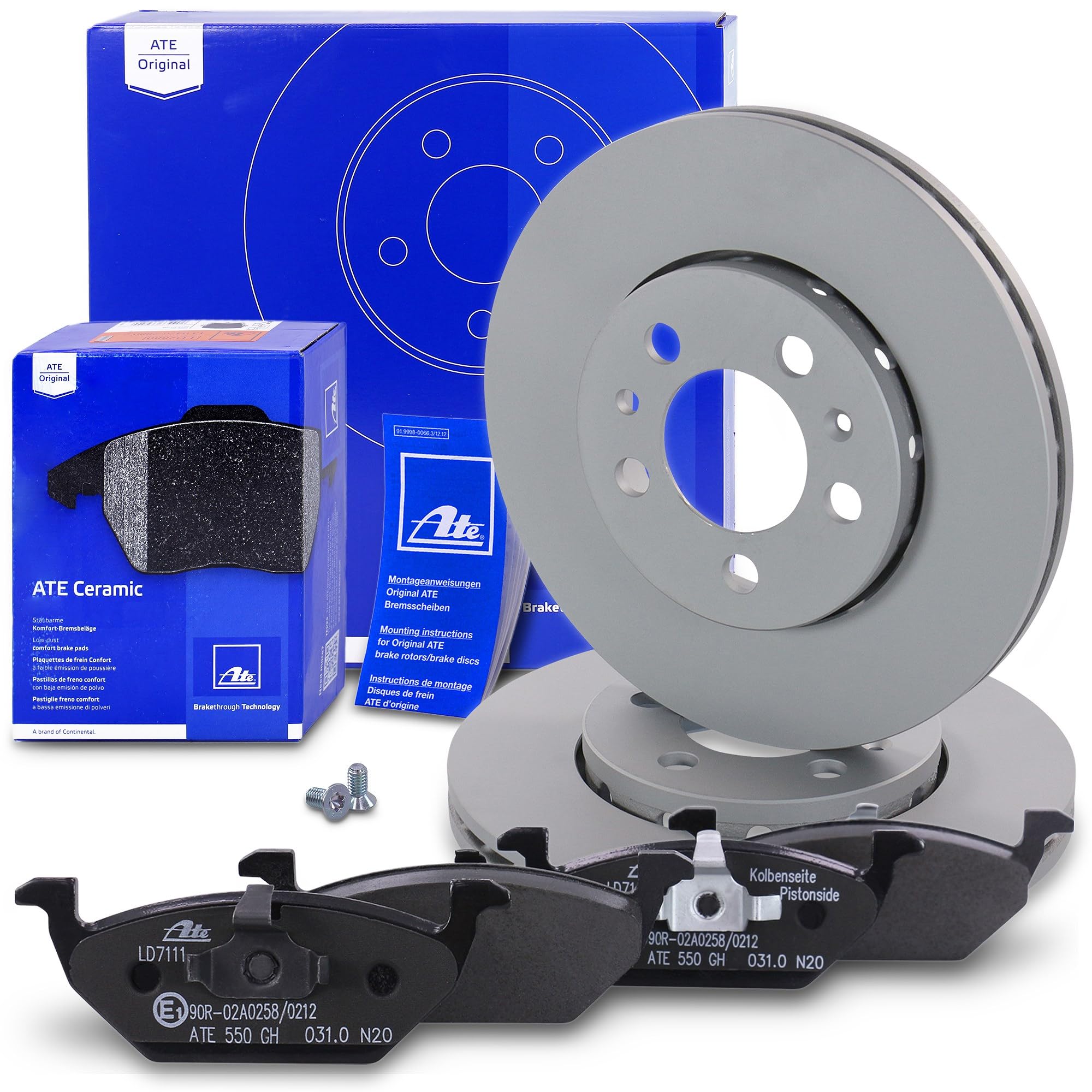 ATE Bremsenset Vorderachse inkl. Bremsscheiben vorne Ø 256 mm belüftet und | Kompatibel mit: AUDI A1, A1 Sportback, A3, SEAT CORDOBA, IBIZA III, IBIZA IV, IBIZA IV Kasten/Schrägheck, IBIZA IV SC