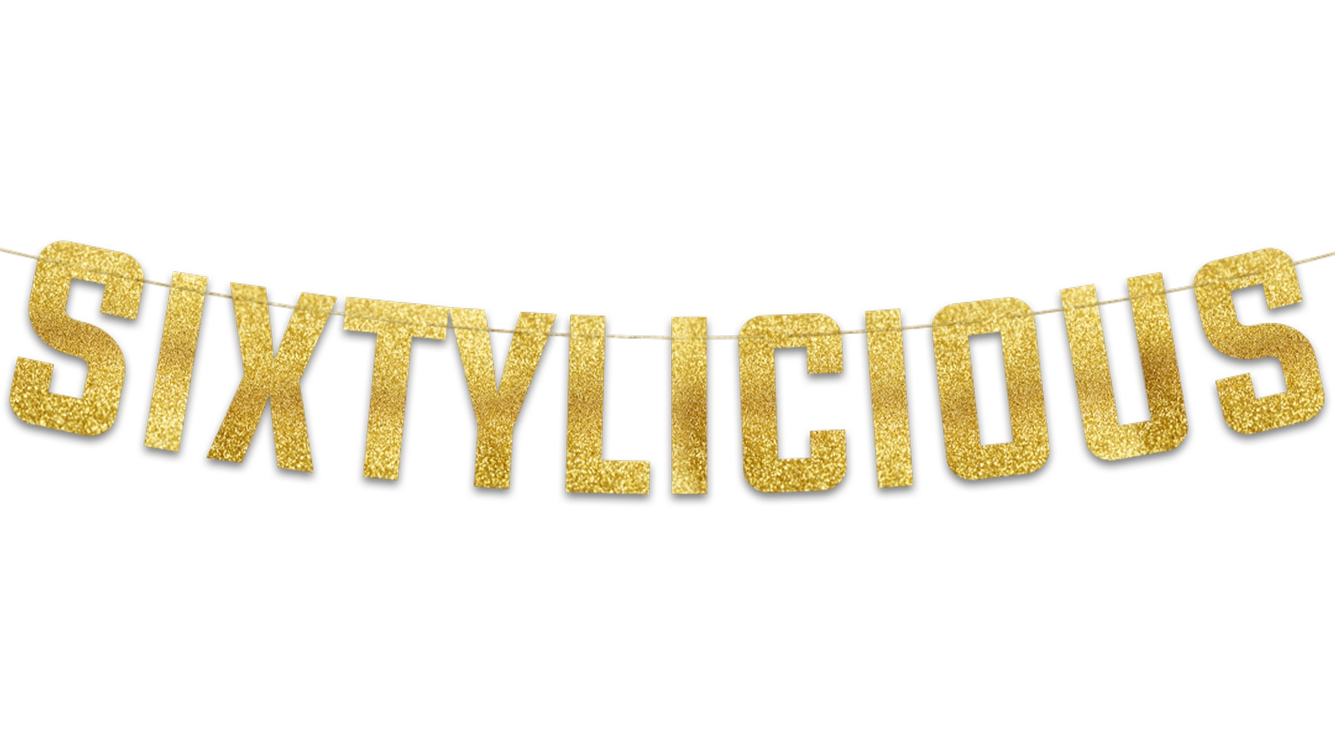 60th Birthday Glitter Garland Banner - 6.7ft Long, Gold & Black, For Sixty Years Old Party Decor - View #6