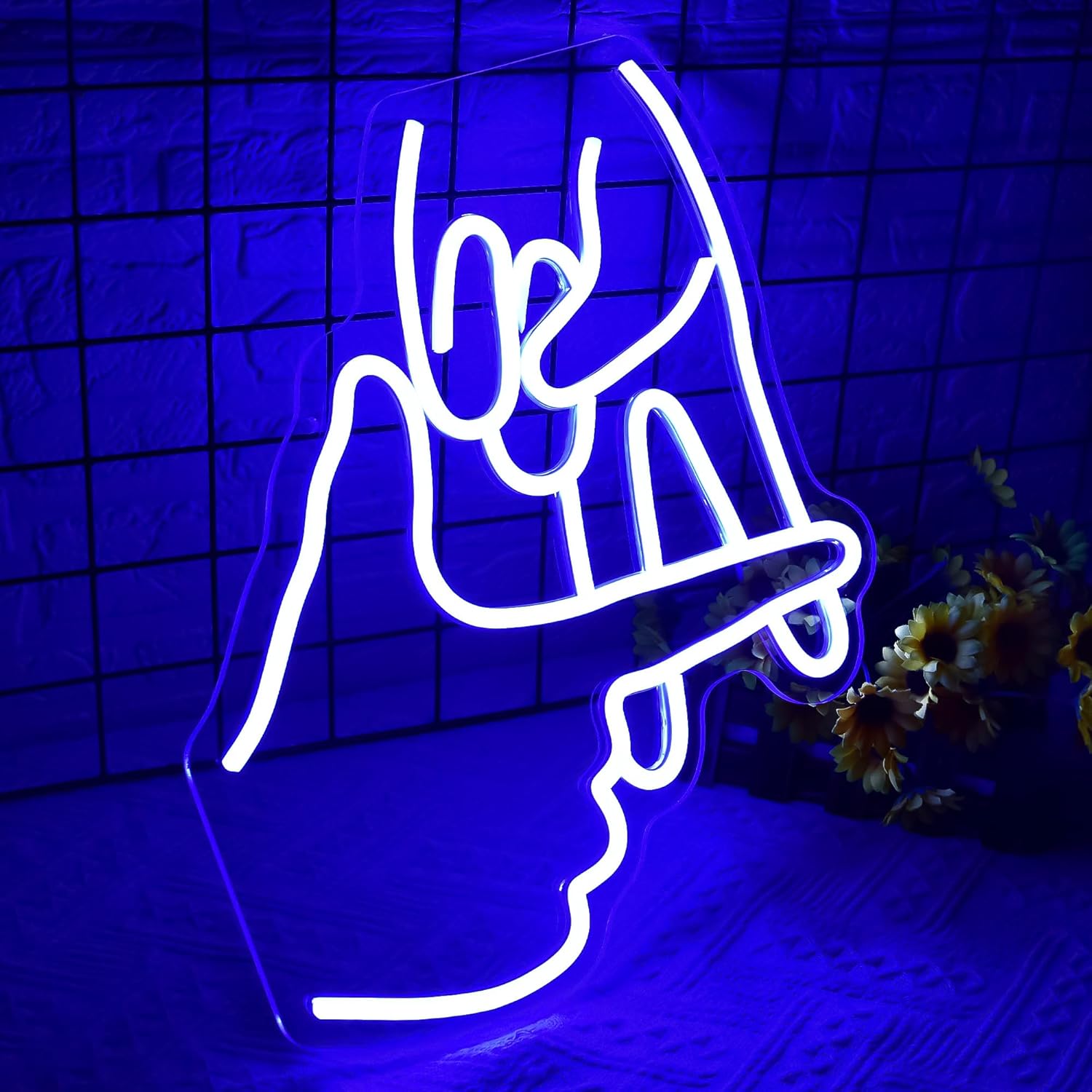 Los Angeles Baseball Neon Signs for Wall Decor LA Gesture LED Light Up Sign Dimmable Baseball Neon Signs for Man Cave Bar Garage Party Sports Decor for Boys Gifts for Men Fans,Size 13.8*12.2in(P032) - Image 2