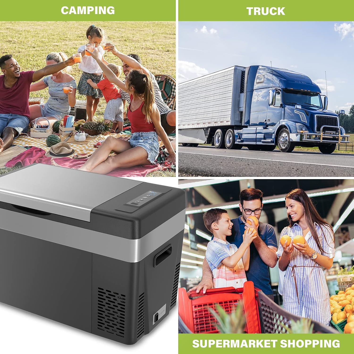 F40C4TMP 12 Volt Car Fridge, 30 Quart (28L) Portable Refrigerator, (-7.6℉~50℉) Compressor Freezer with 12/24V DC & 110-240V AC, For Truck, Vehicles, RV, Road Trip, Camping, Outdoor, Room, Home : Automotive