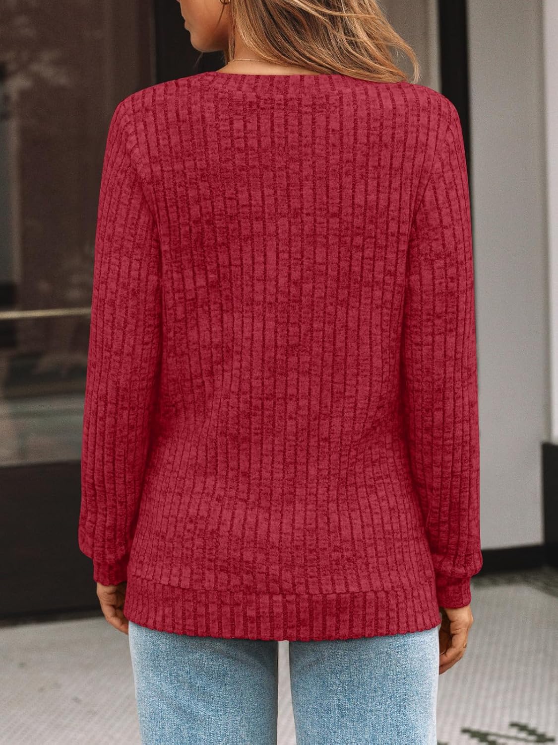 Size L ....AUTOMET Womens V Neck Long Sleeve Shirt Fall Fashion Tops Tunic Dressy Casual Sweater Clothes Cute Trendy Work Outfits 2026