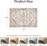 PADOOR 5×7 Rug de zone pour le salon, Machine lavable Soft Grande chambre à coucher Rug, Non-dérapant Durable Rug Vintage Low Pile, Tapis intérieur facile à nettoyer pour Hall, Cuisine, Dorm, Nursery, Bureau à Beige