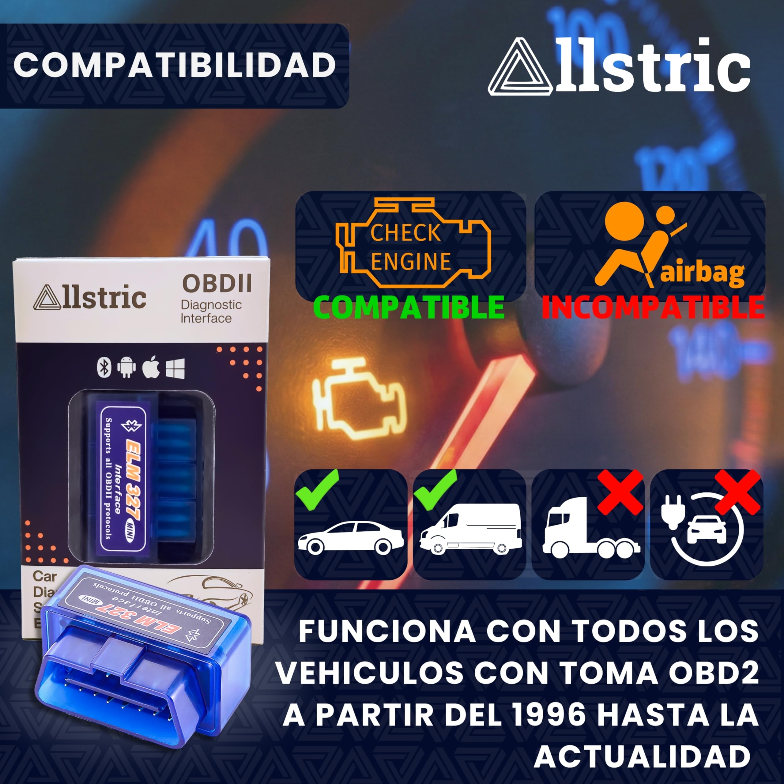 Obd2 Diagnosis Coche Multimarca. ELM 327 Lector y Herramienta de Análisis y Diagnostico. Obd2 Bluetooth OBD Original para Escaner. Maquina Diagnosis Coche de Fallos y Errores.