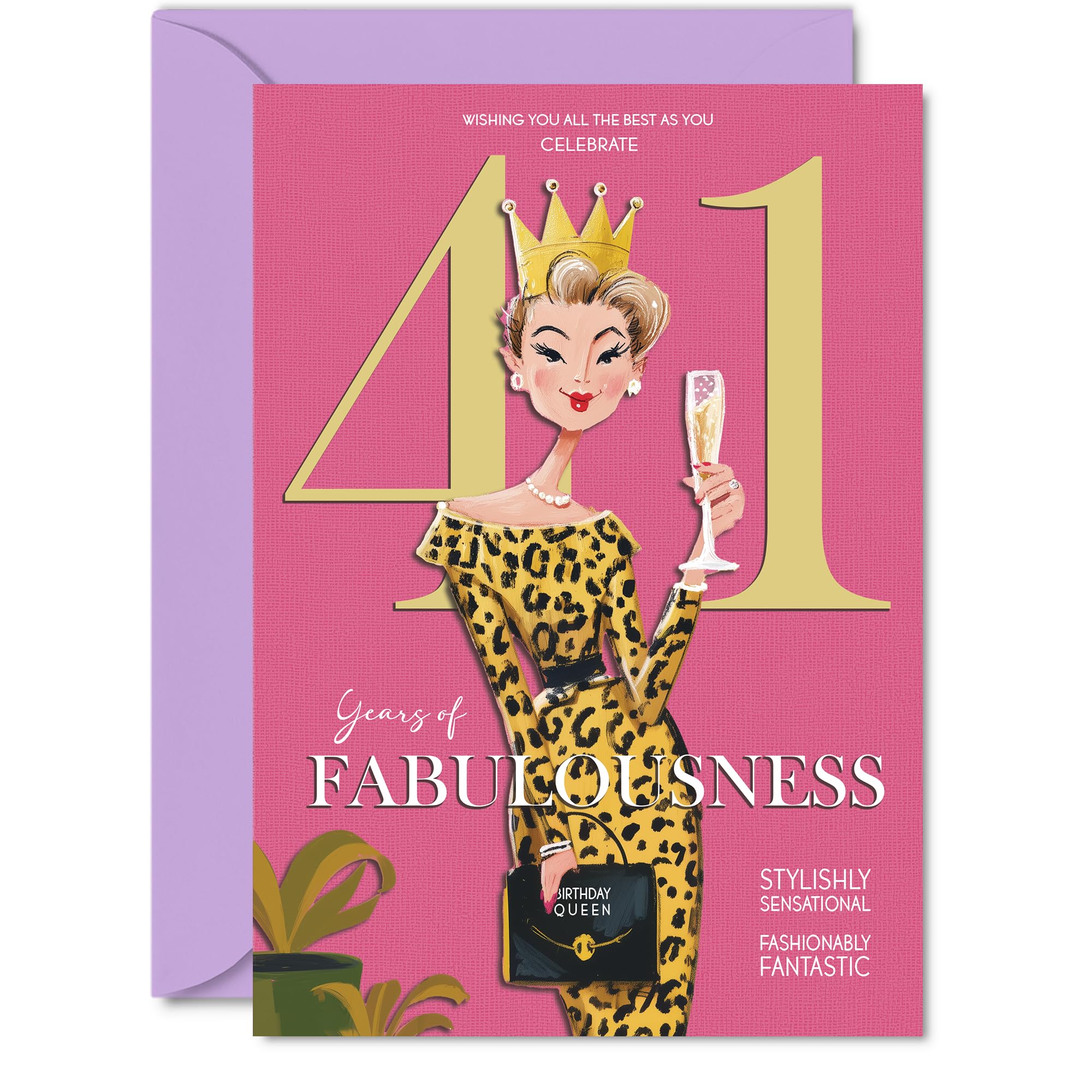 41st Birthday Cards for Women - Years Of Fabulousness - Happy Birthday Card for 41 Year Old Woman Wife Auntie Neighbour Colleague, A5 Bday Greeting Cards