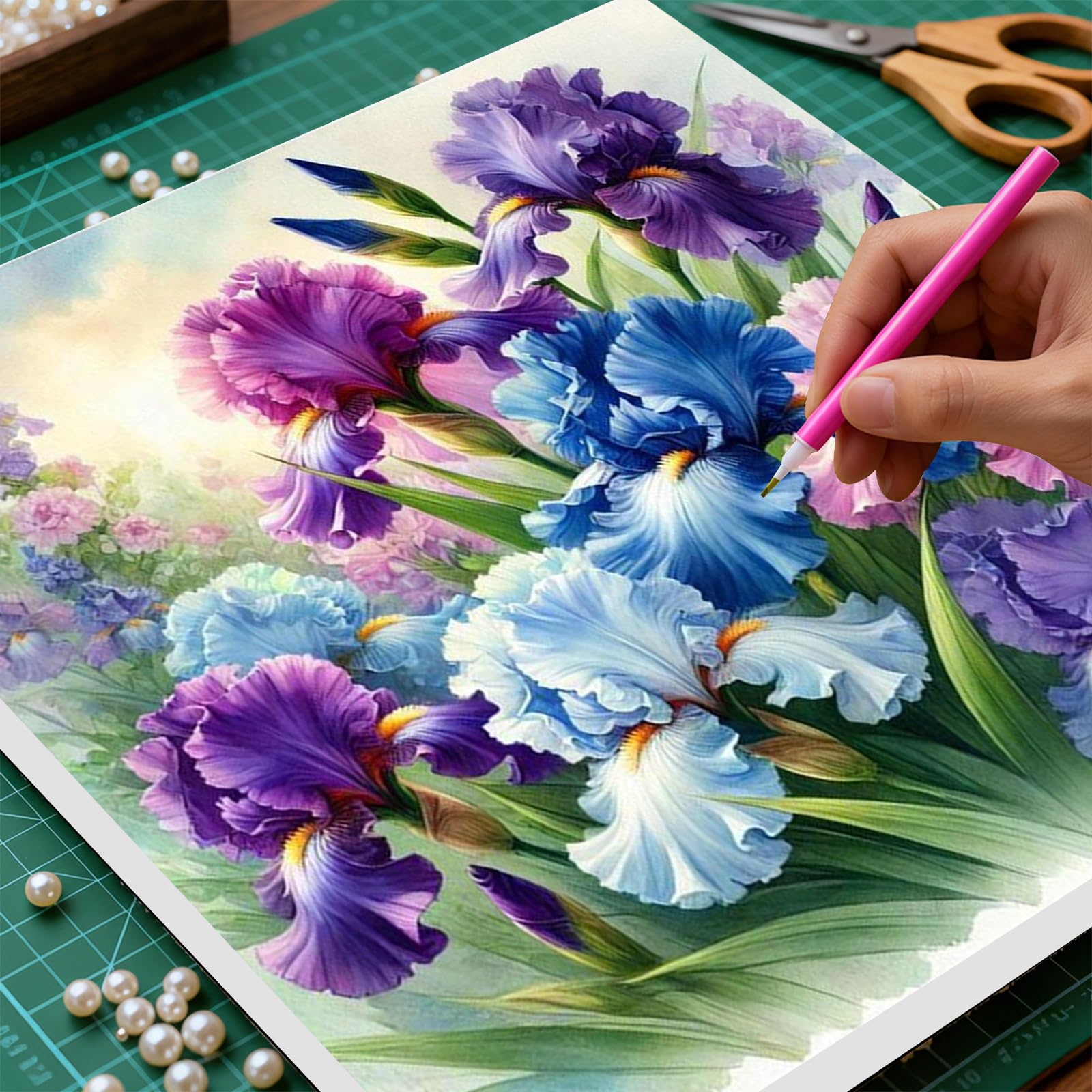 Iris Full DIY 5D okrągłe wiertło diamentowe kropki zestaw do malowania 40 x